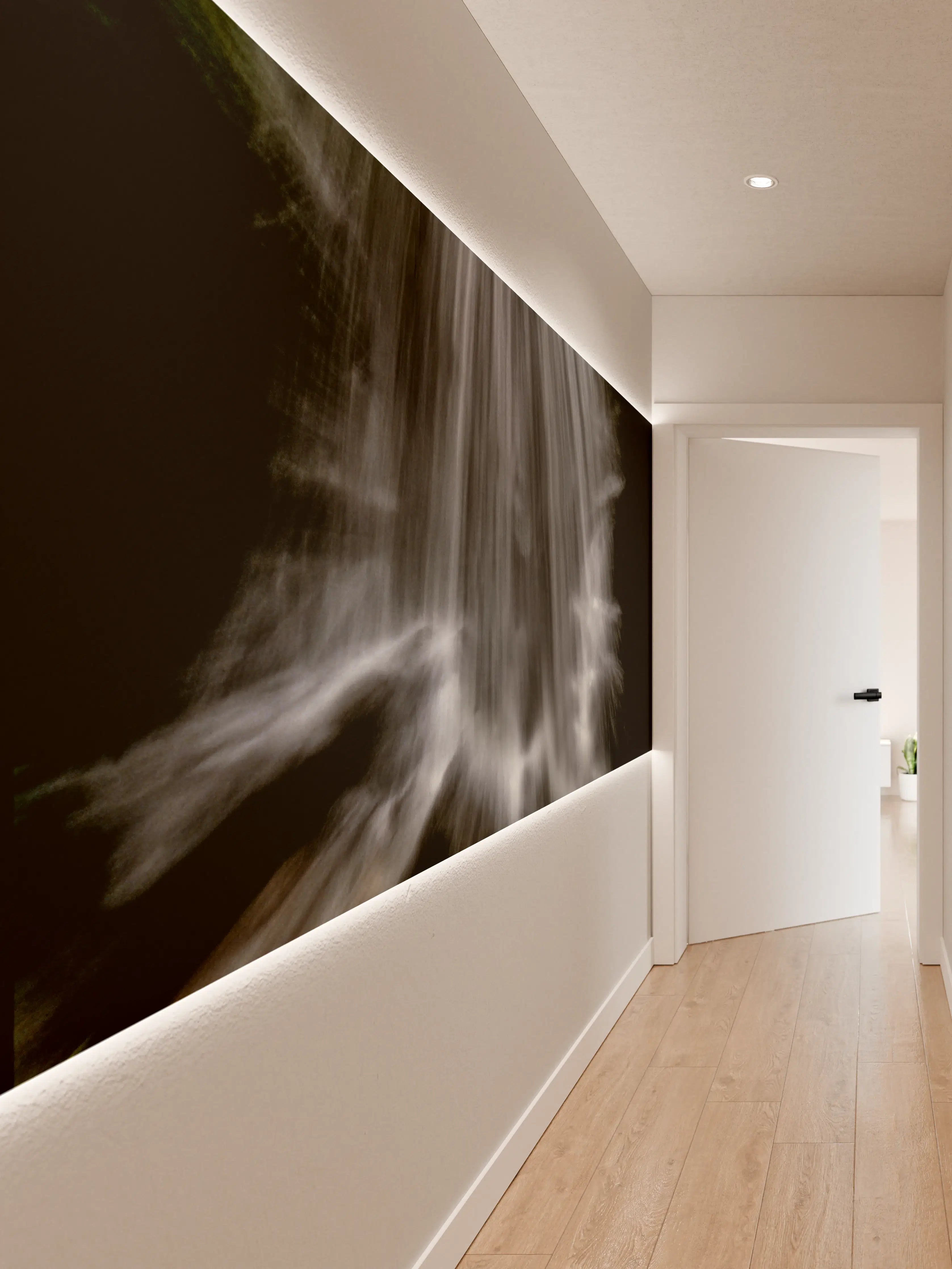Wandverkleidung Flur - Dramatischer Wasserfall mit Bewegungseffekt