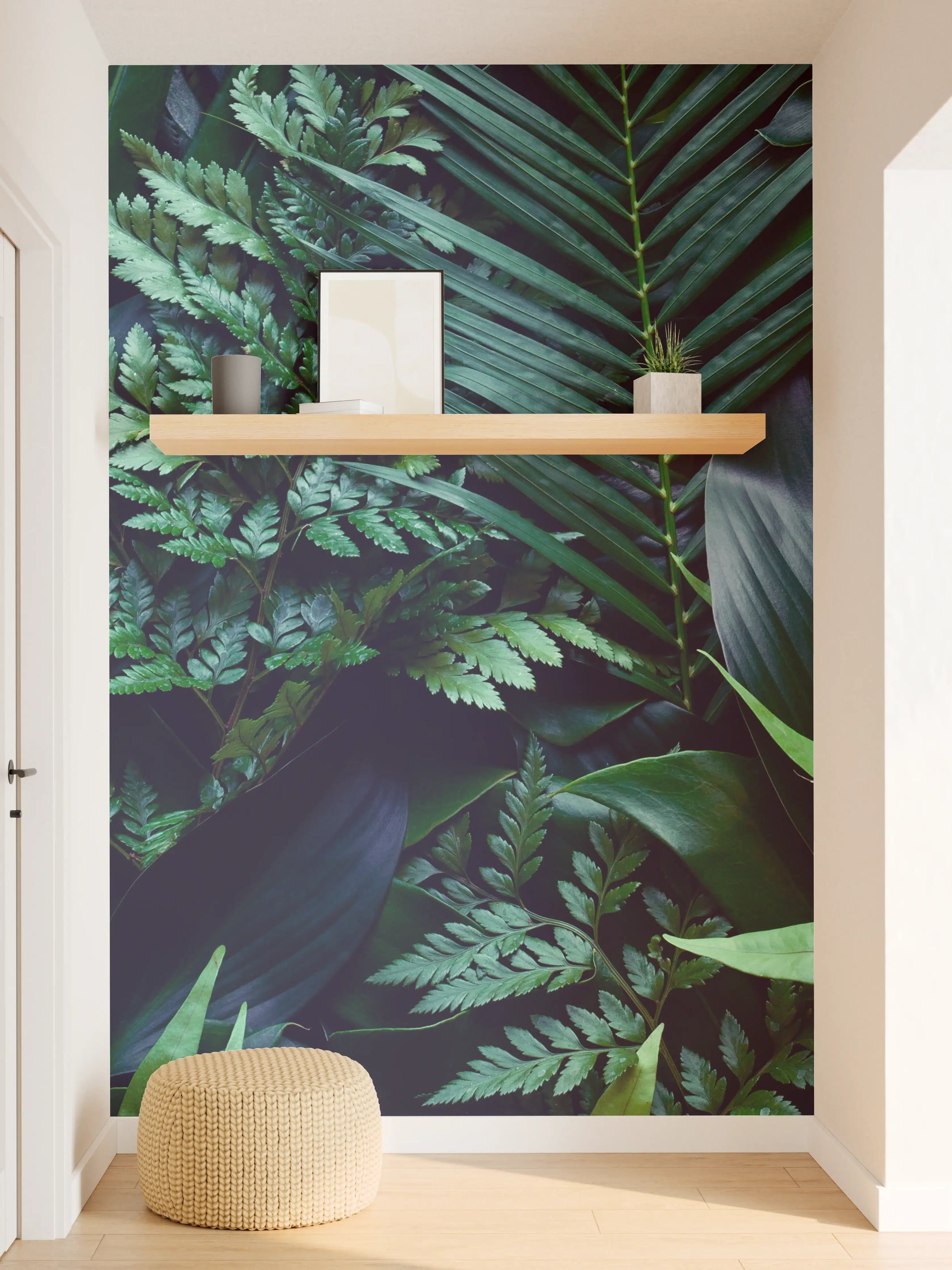 Wandverkleidung Flur - Dschungel aus exotischen Blättern