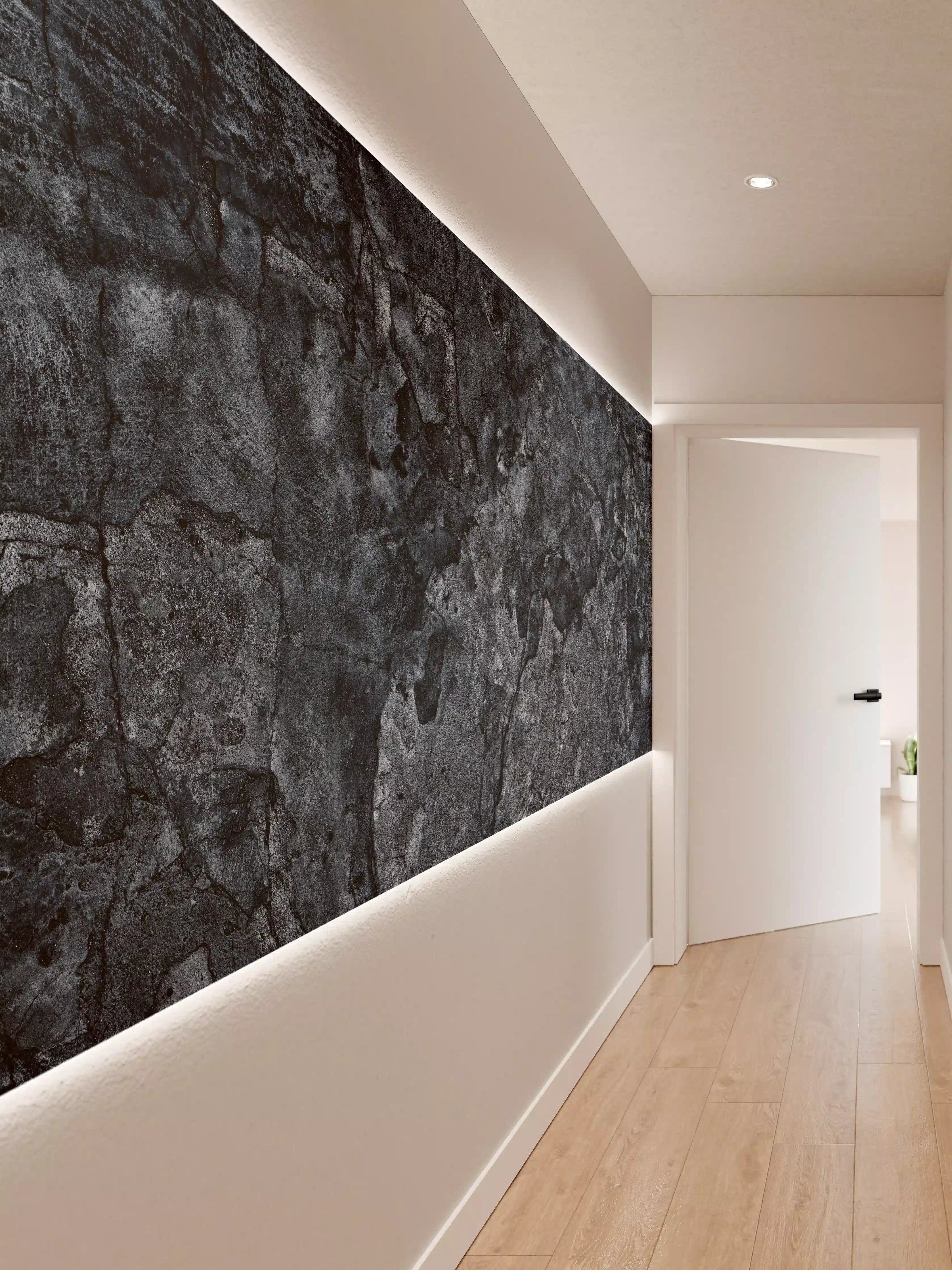 Wandverkleidung Flur - Dunkelblaue beschädigte Betonwand