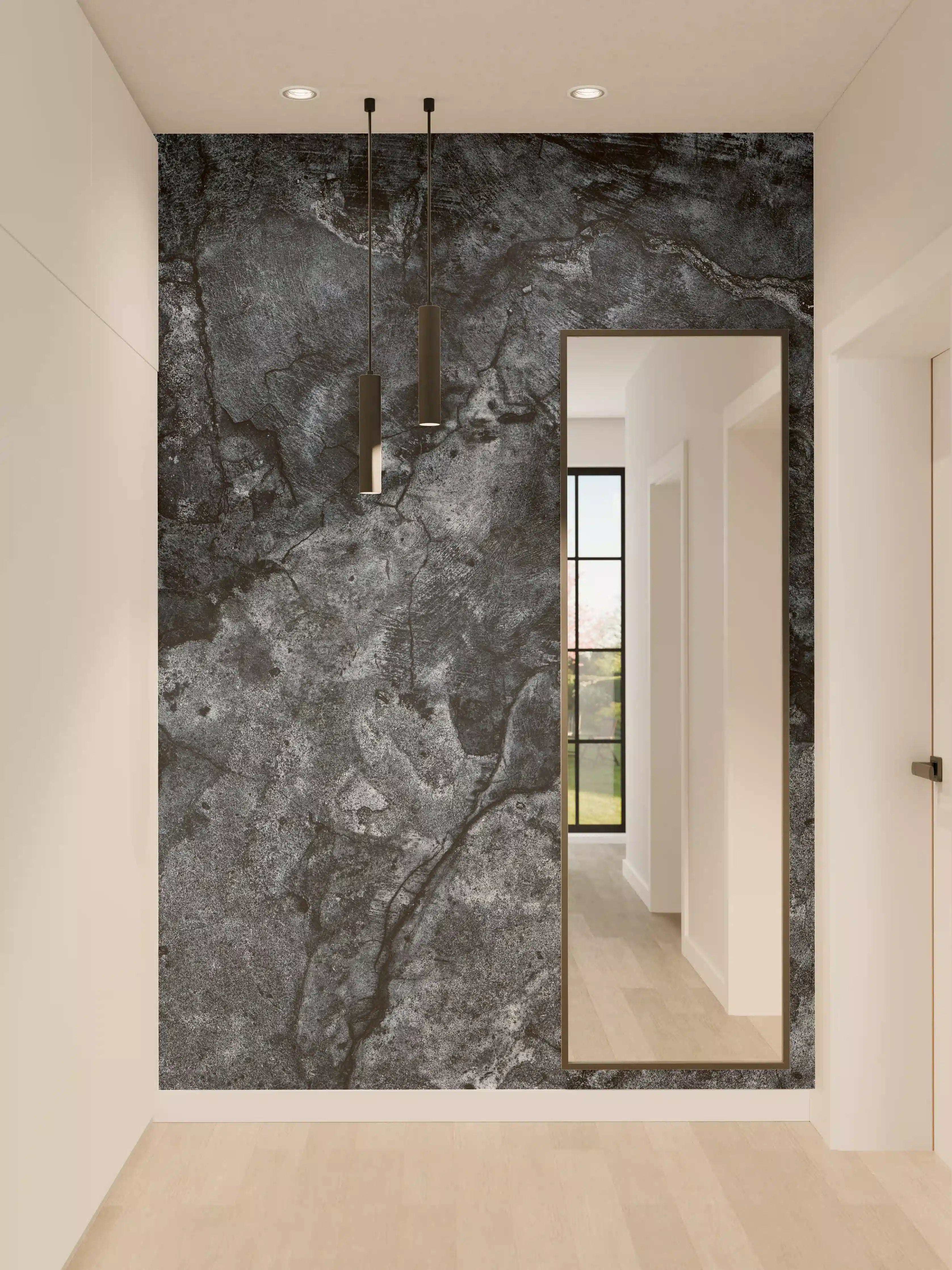 Wandverkleidung Flur - Dunkelblaue beschädigte Betonwand