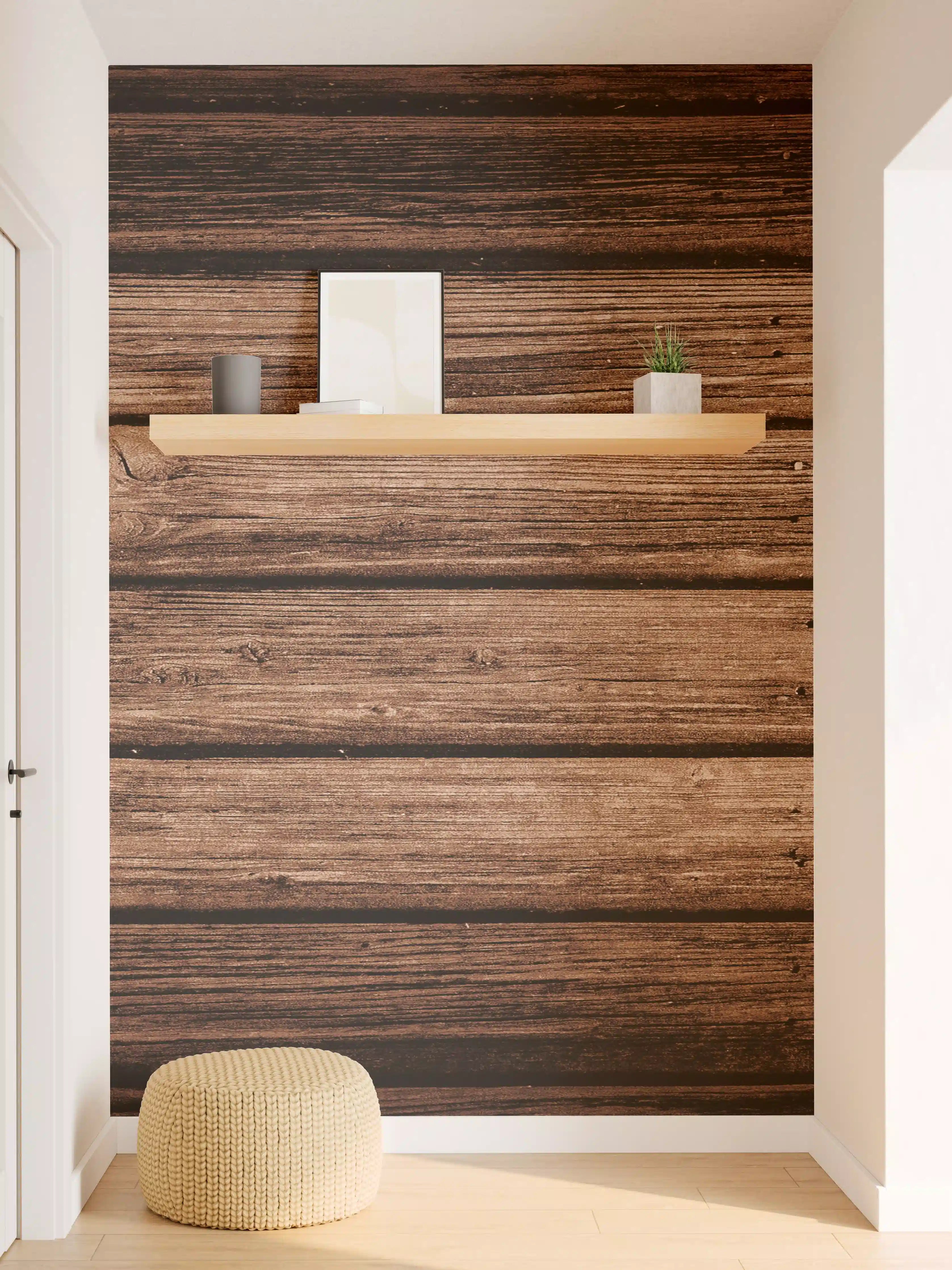 Wandverkleidung Flur - Dunkelbraun-rustikale Holzplanken