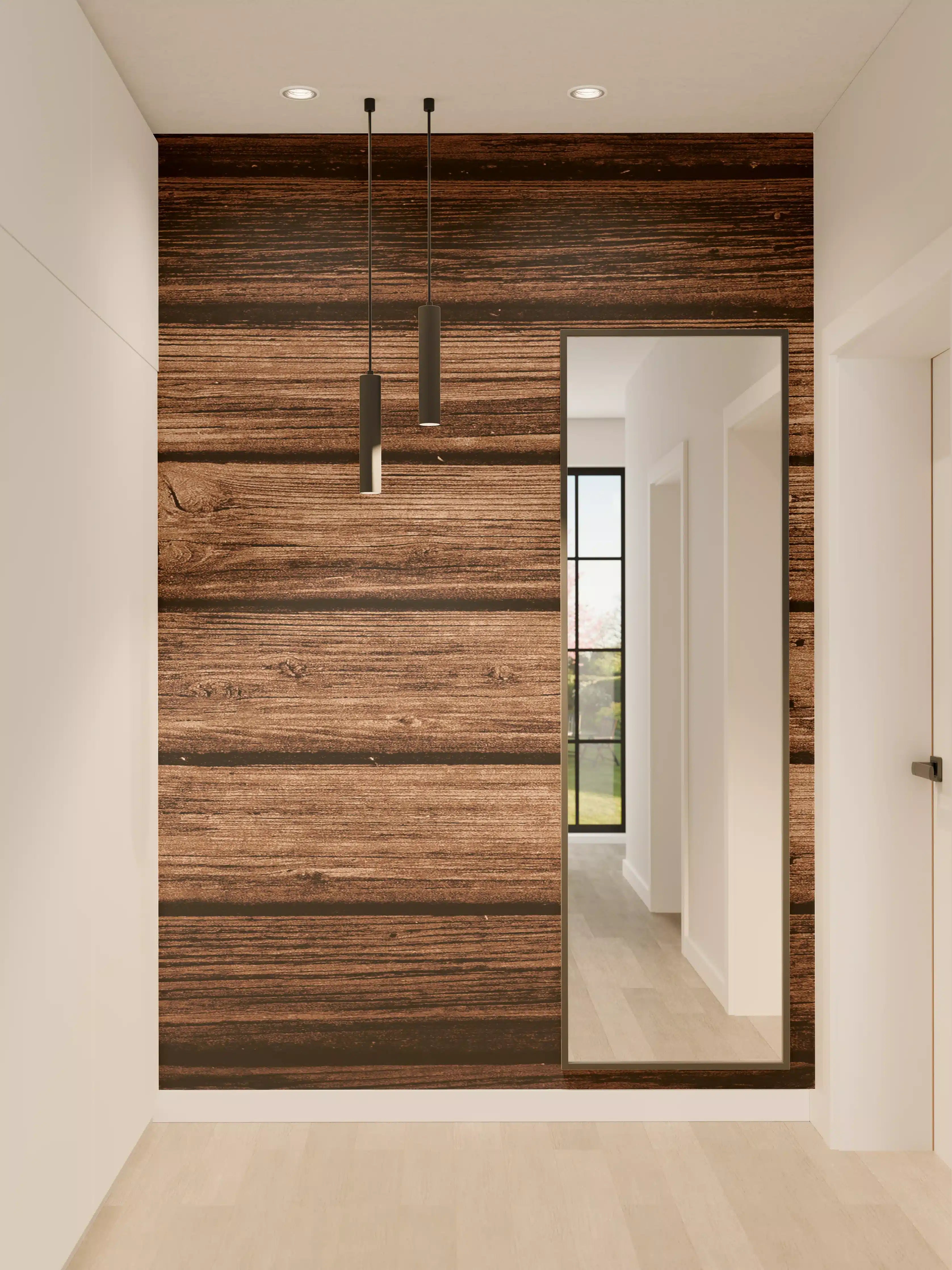 Wandverkleidung Flur - Dunkelbraun-rustikale Holzplanken