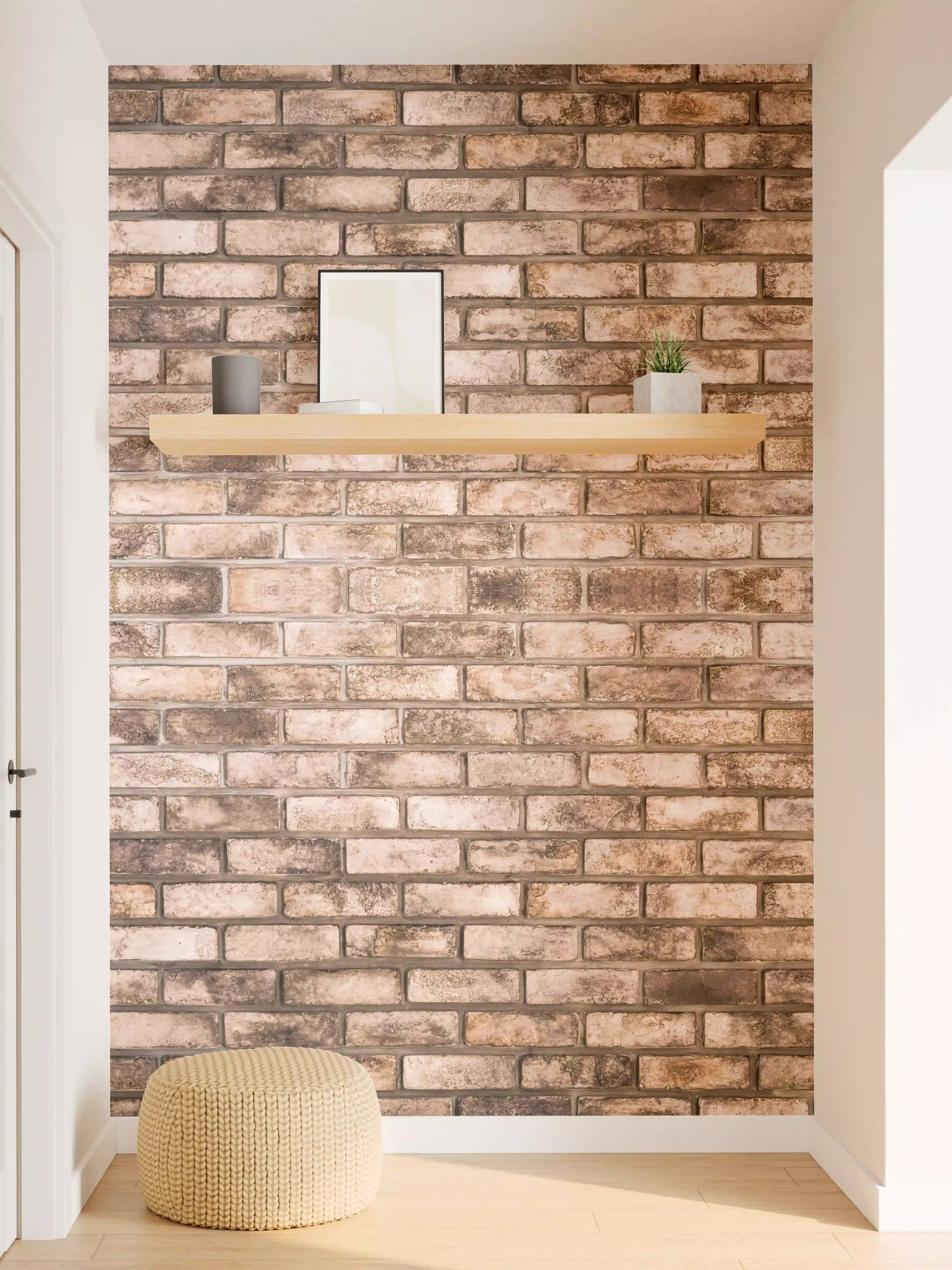 Wandverkleidung Flur - Dunkelbraune Steinmauer