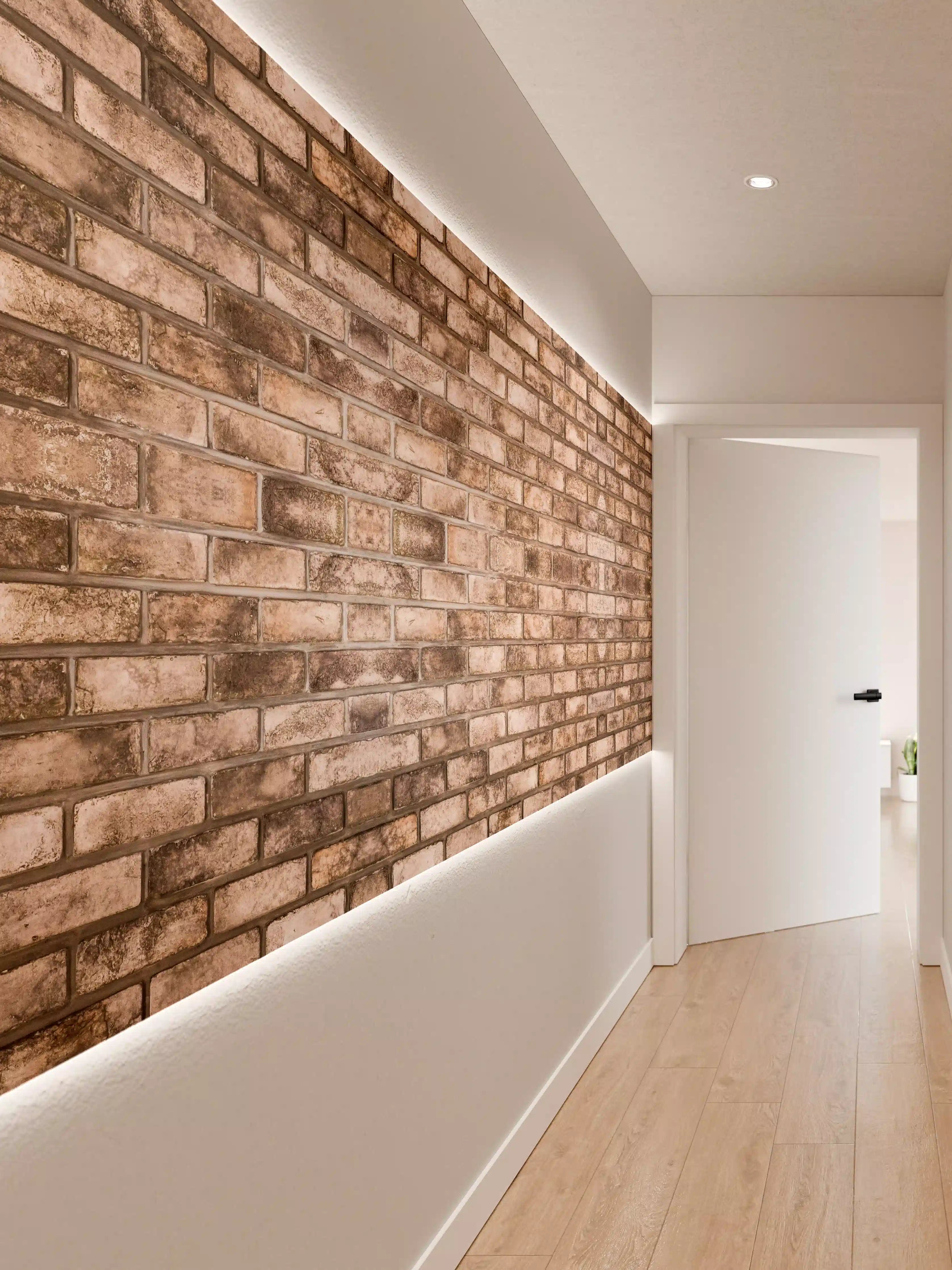 Wandverkleidung Flur - Dunkelbraune Steinmauer