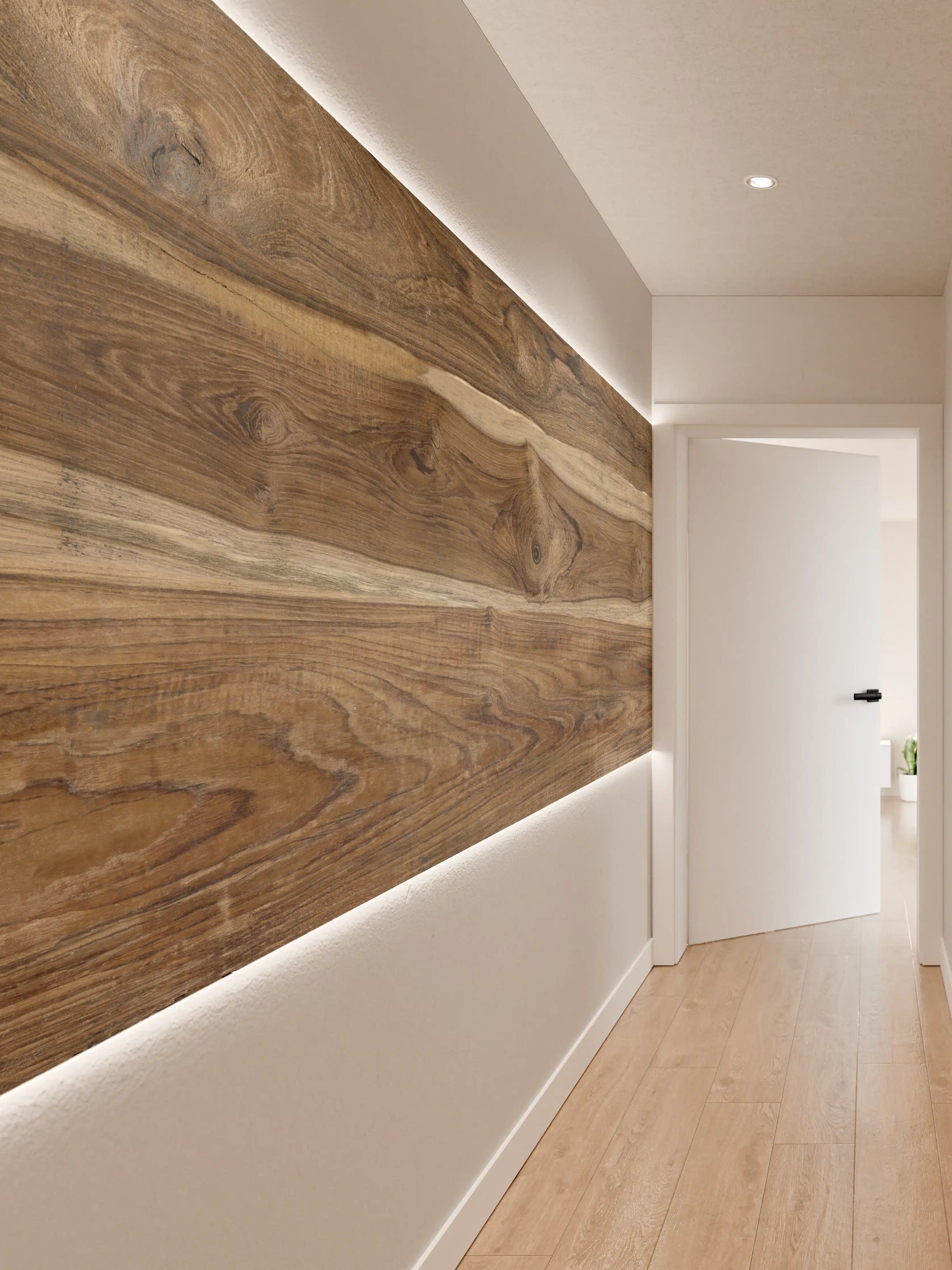 Wandverkleidung Flur - Dunkle Holzoptik