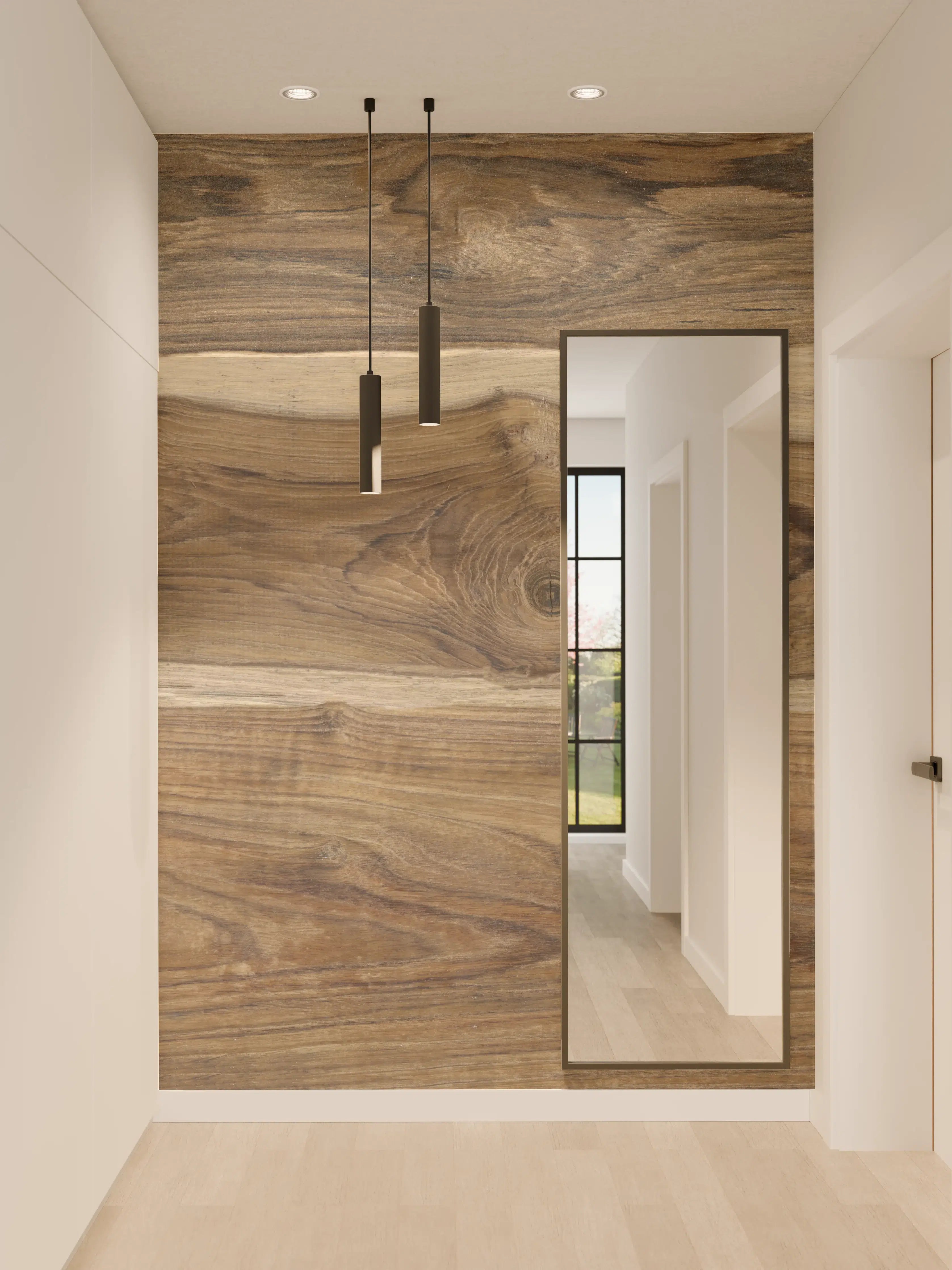 Wandverkleidung Flur - Dunkle Holzoptik