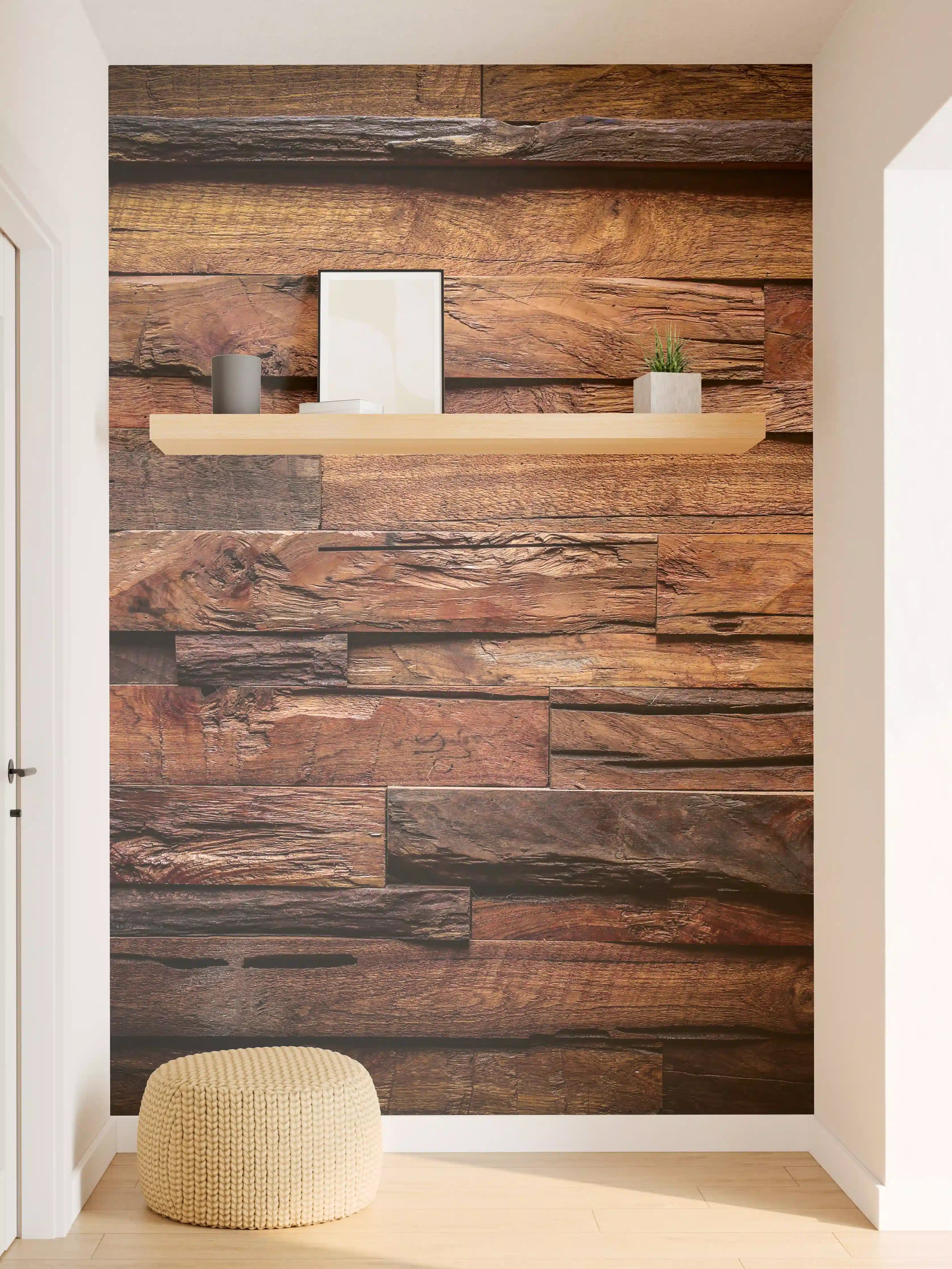Wandverkleidung Flur - Dunkle Holztextur