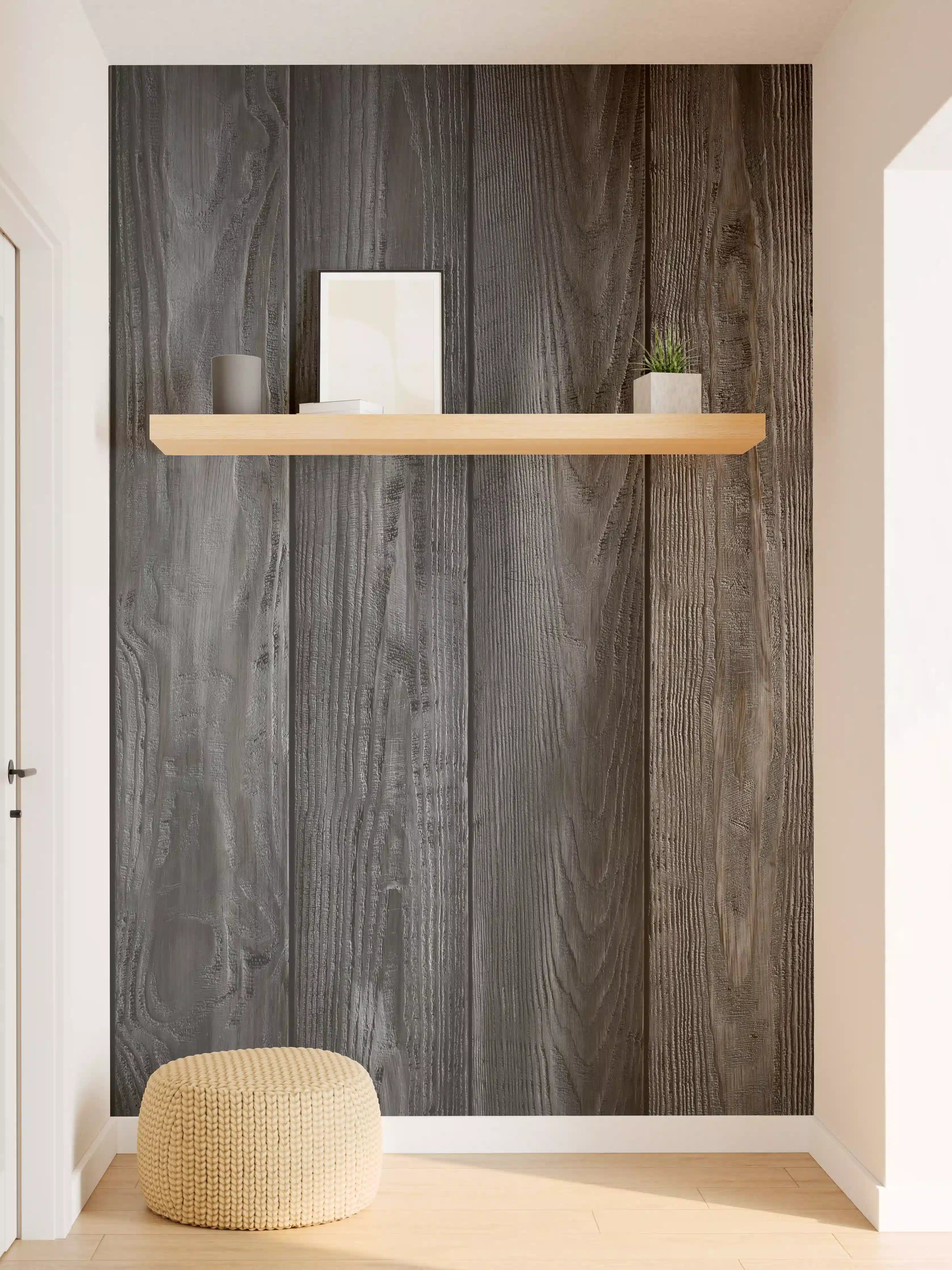 Wandverkleidung Flur - Dunkle Holzwand mit Grautönen