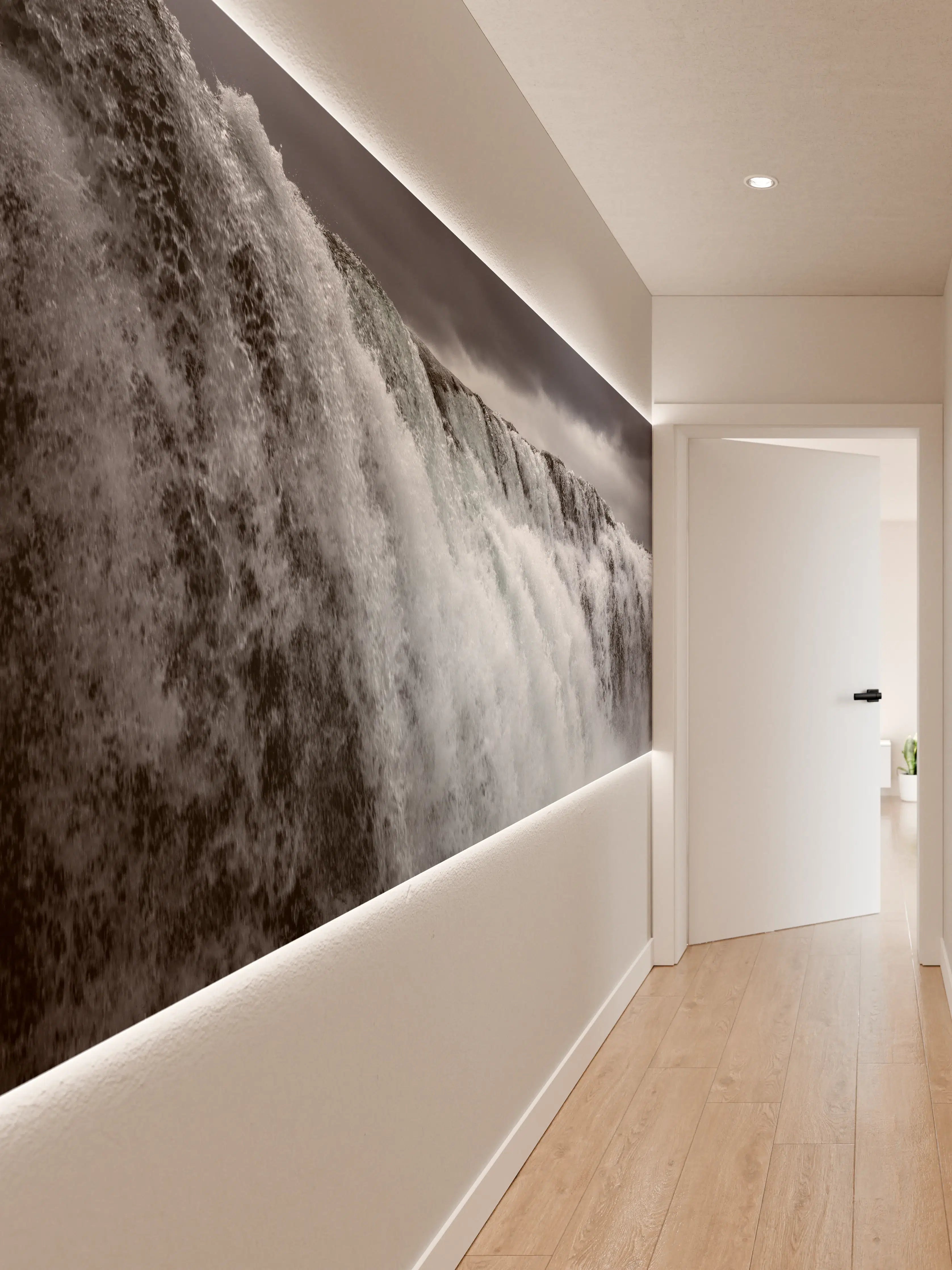 Wandverkleidung Flur - Dunkler Wasserfall