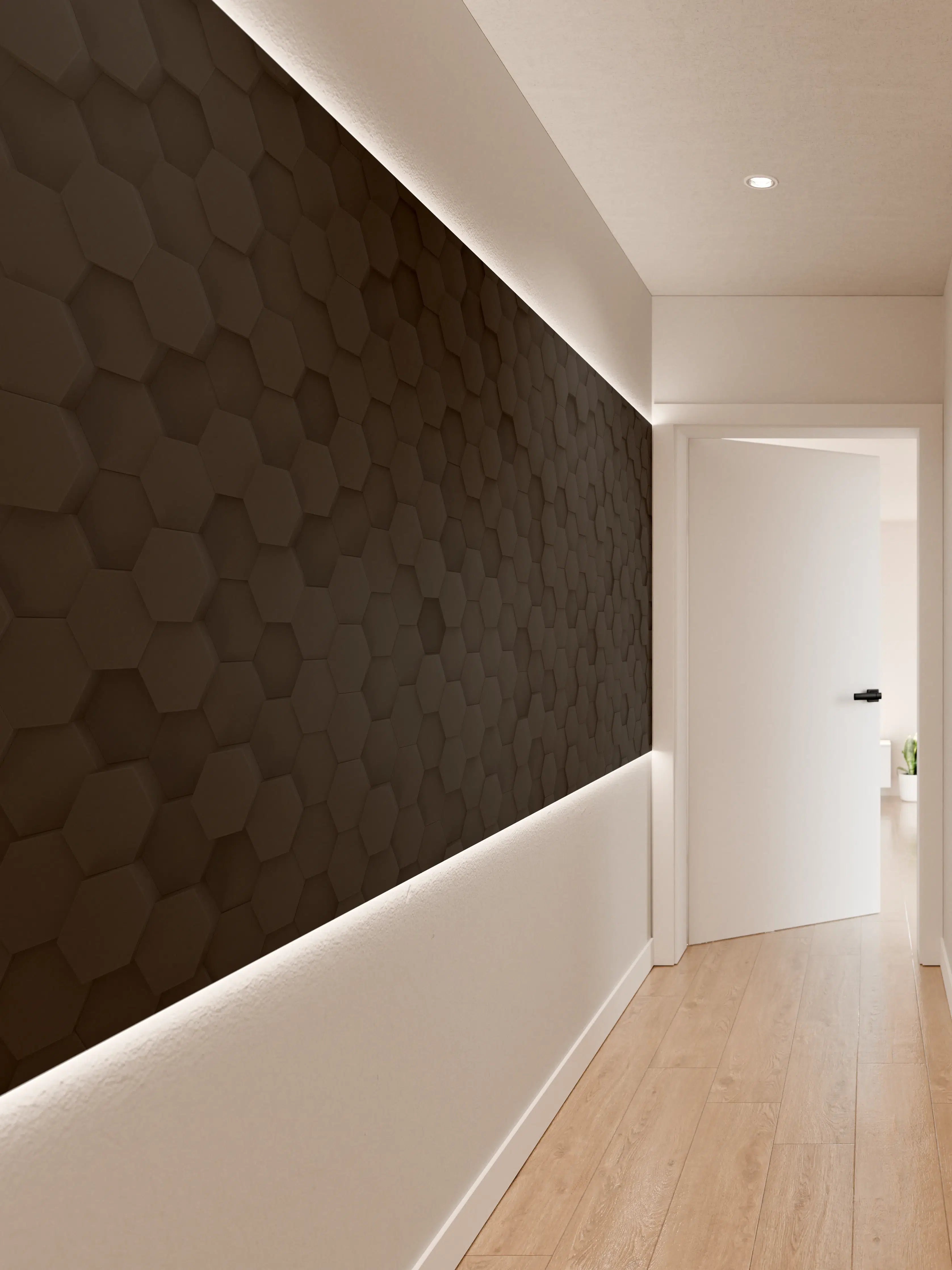 Wandverkleidung Flur - Dunkles Hexagon-Muster Wanddekoration