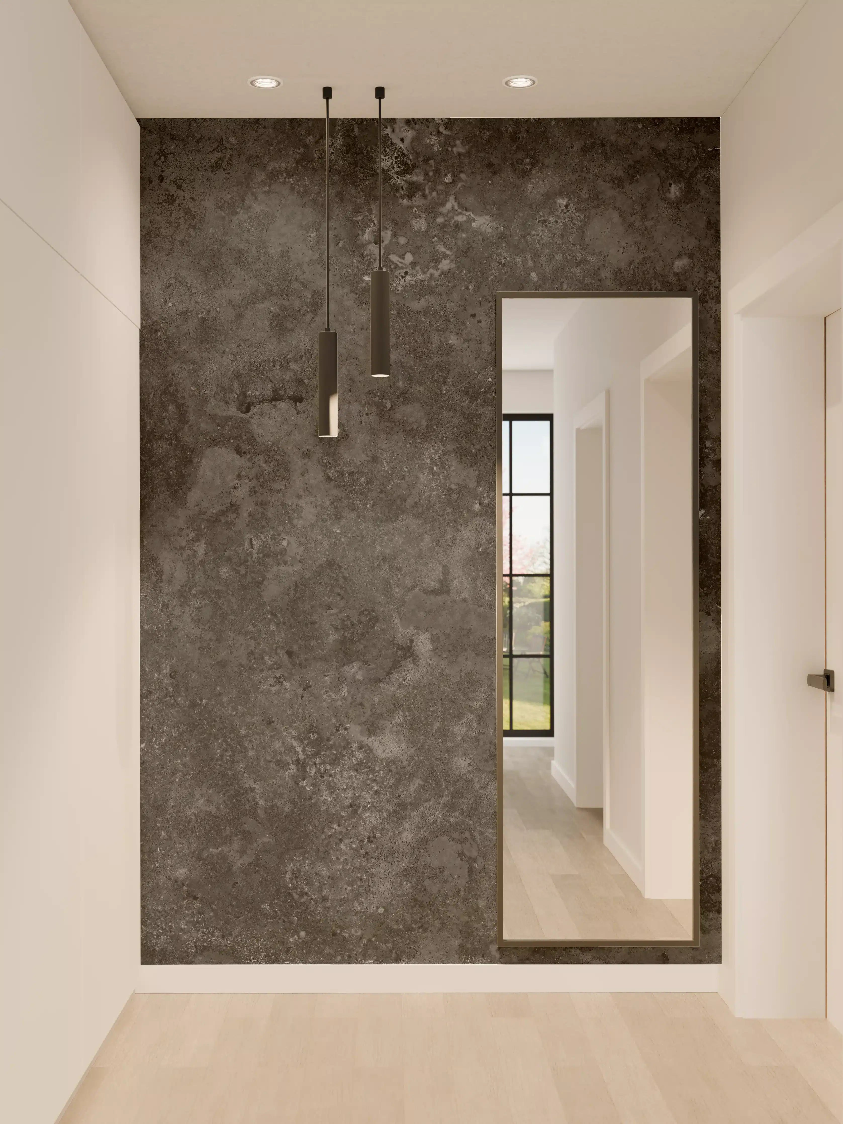 Wandverkleidung Flur - Dunkles Marmor Stein Design