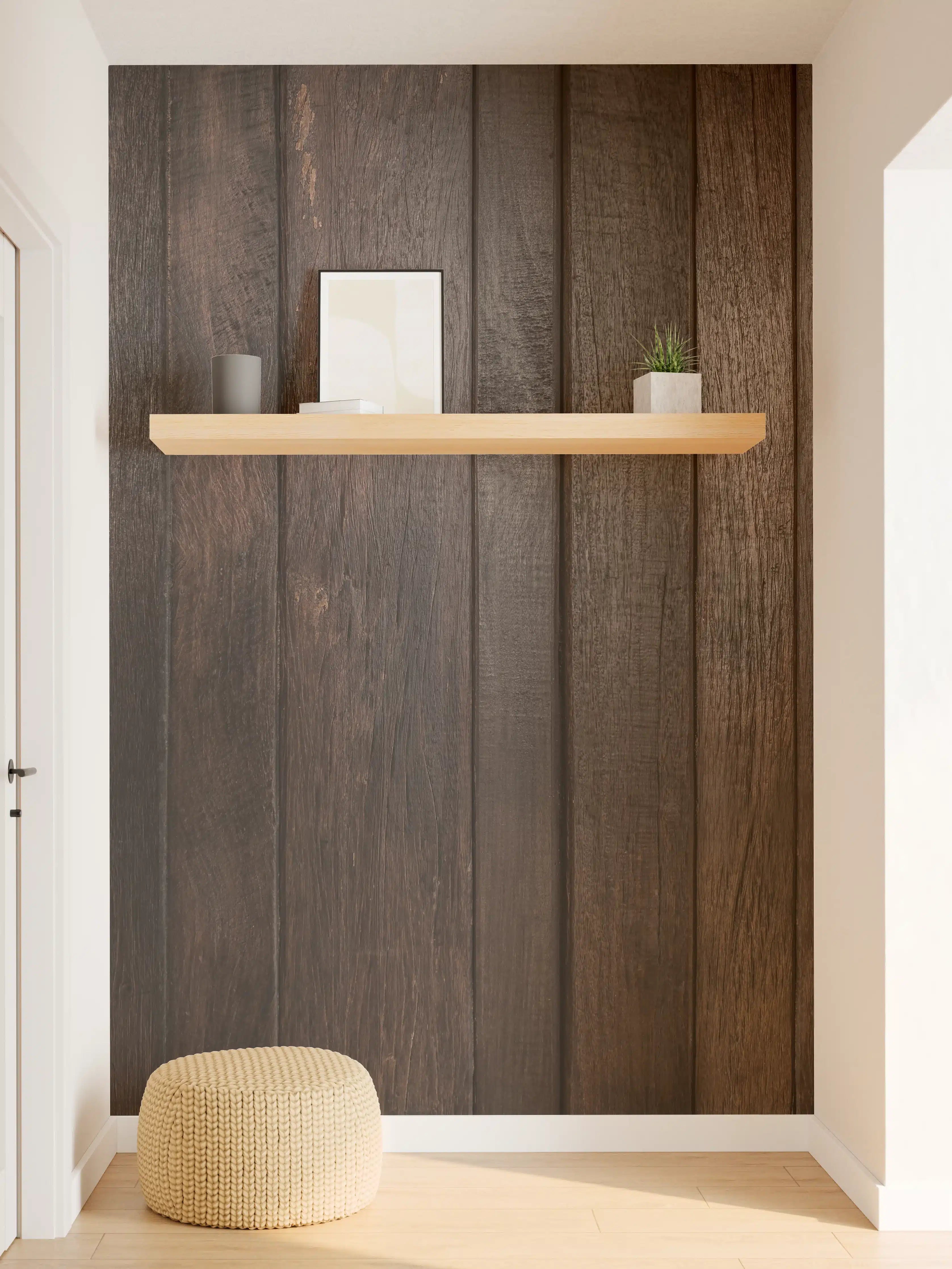Wandverkleidung Flur - Dunkles glasiertes Holz