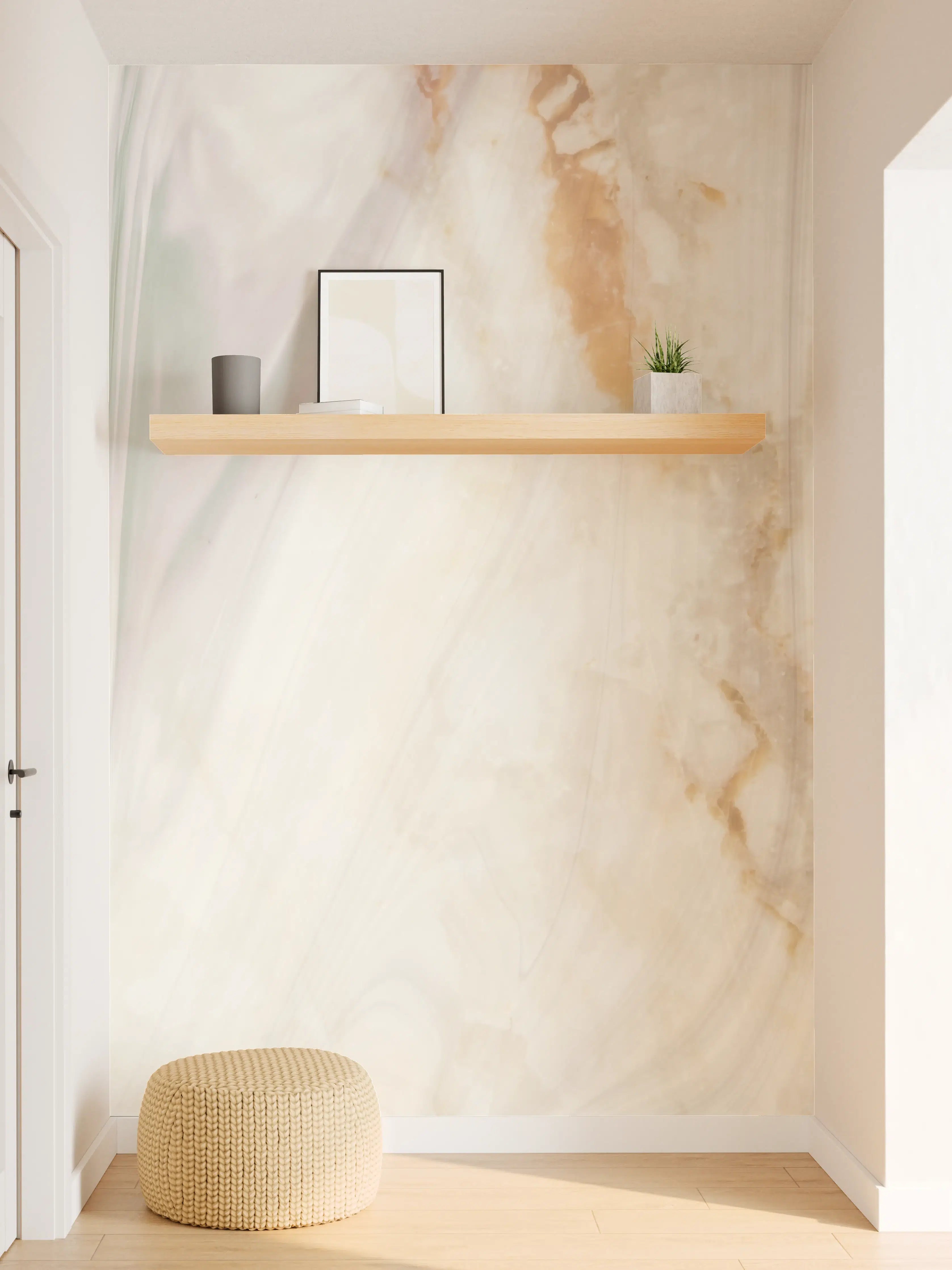 Wandverkleidung Flur - Edle bräunliche Marmorierung