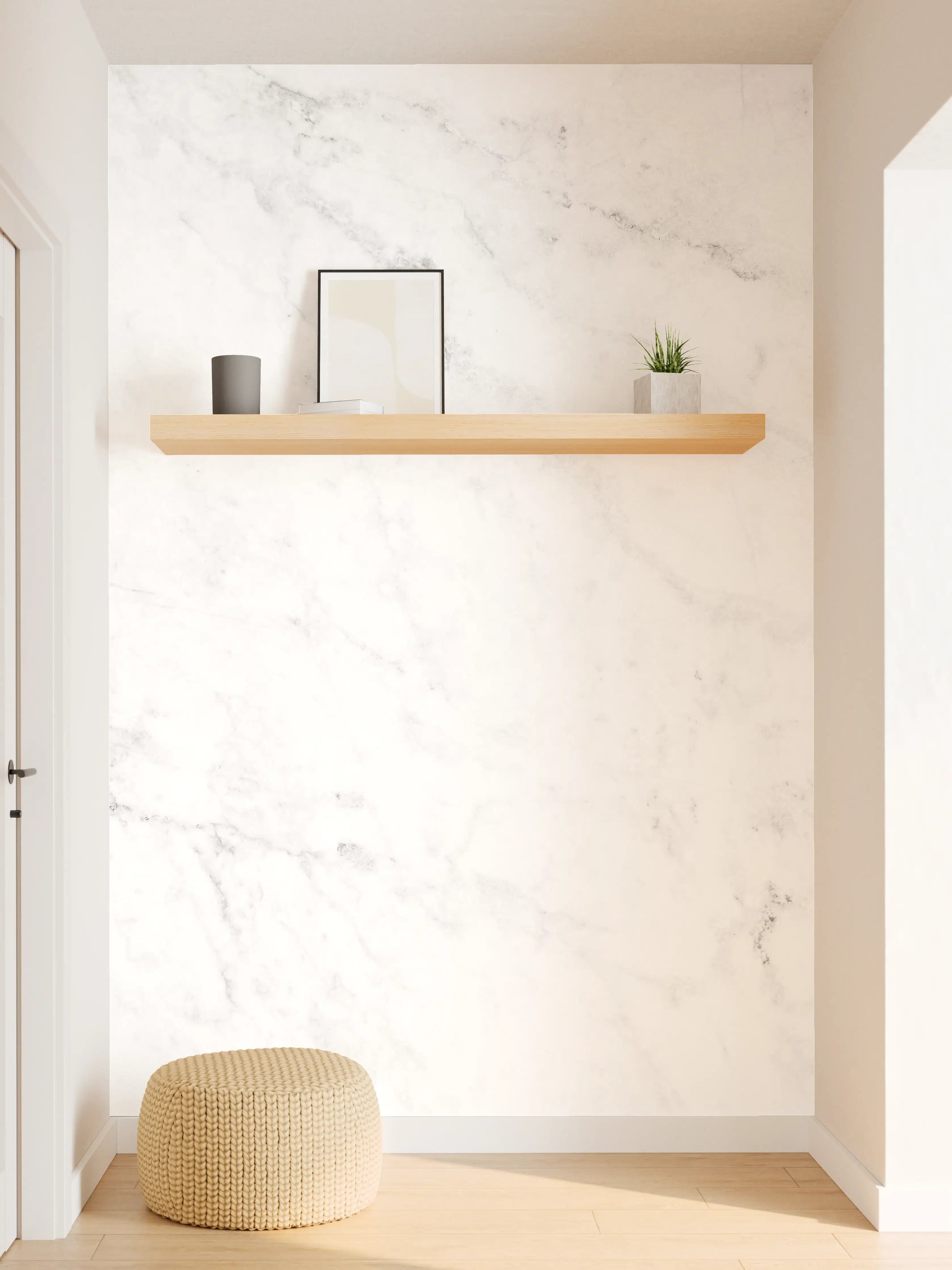 Wandverkleidung Flur - Edler Weiß-Marmor-Effekt