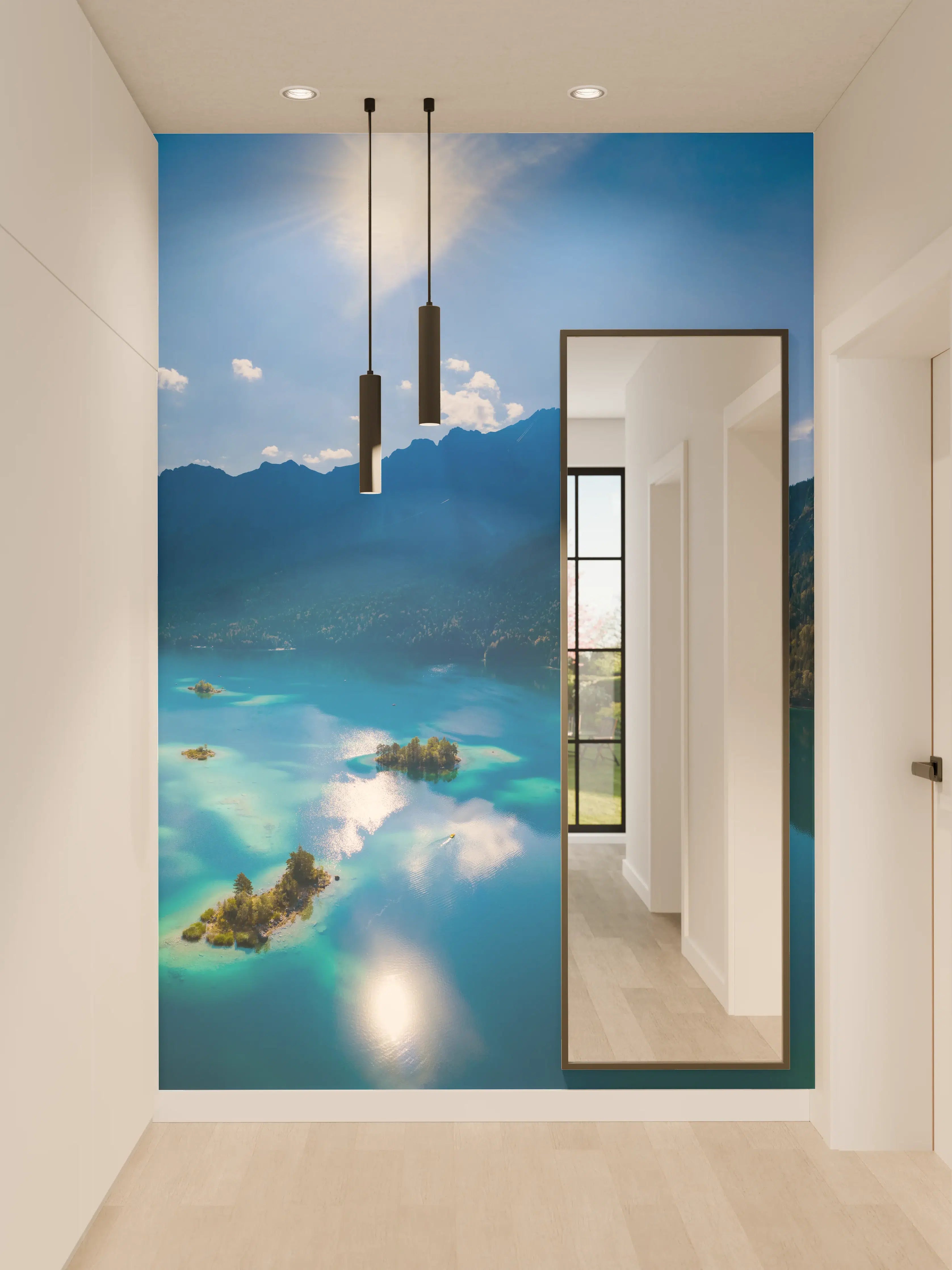 Wandverkleidung Flur - Eibsees mit der Zugspitze im Hintergrund