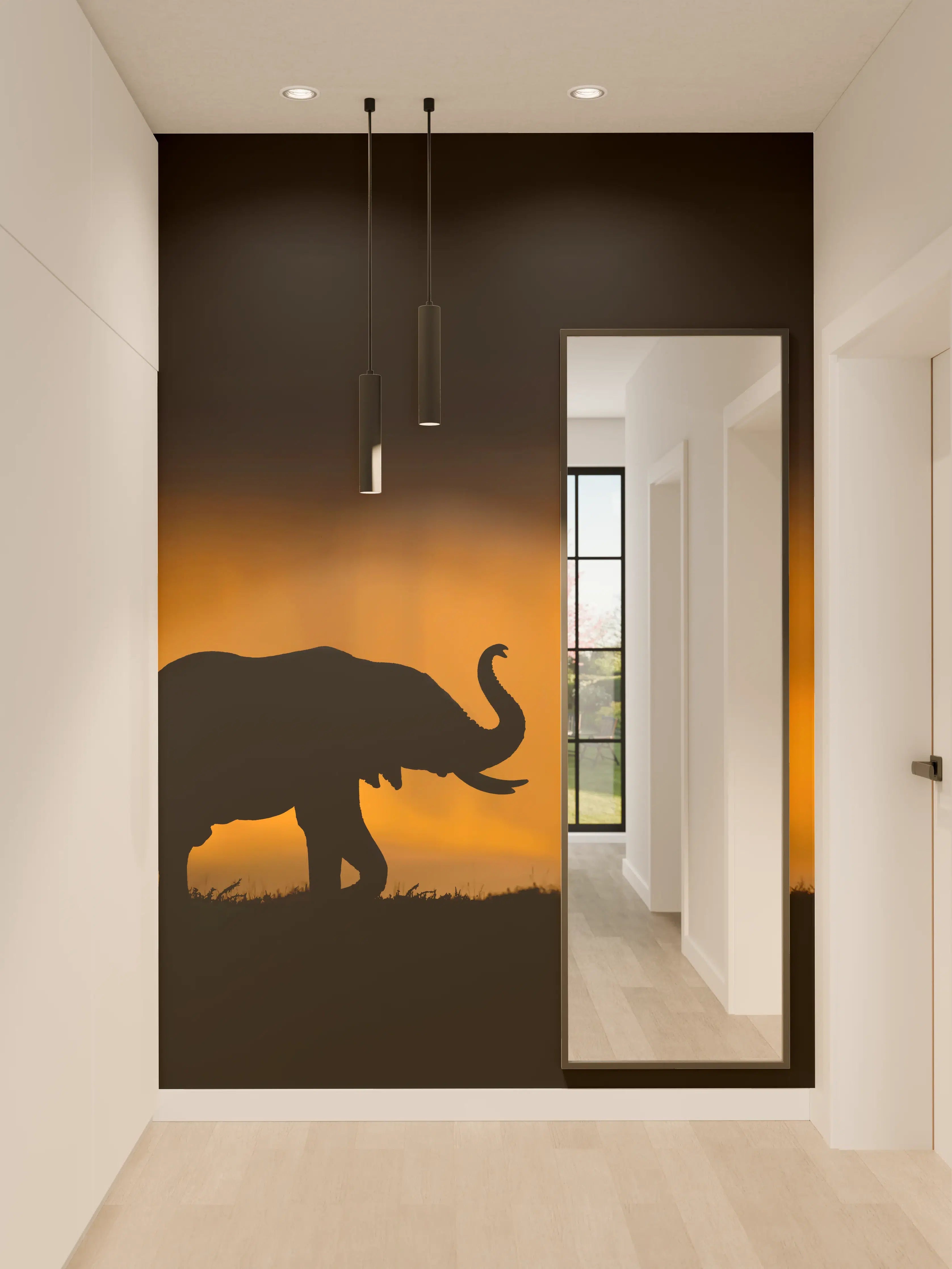 Wandverkleidung Flur - Elefant im Sturm