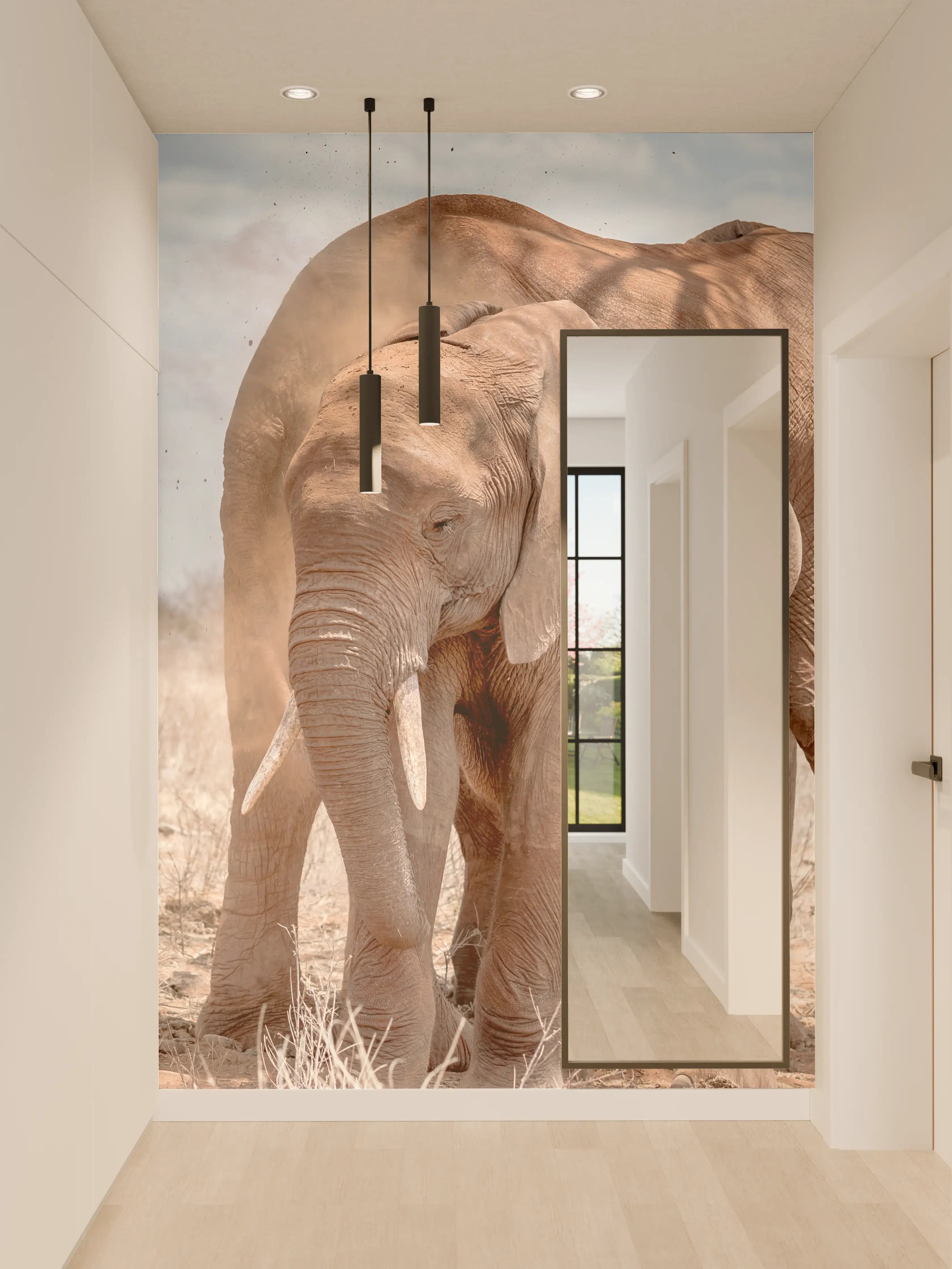 Wandverkleidung Flur - Elefanten von Tsavo