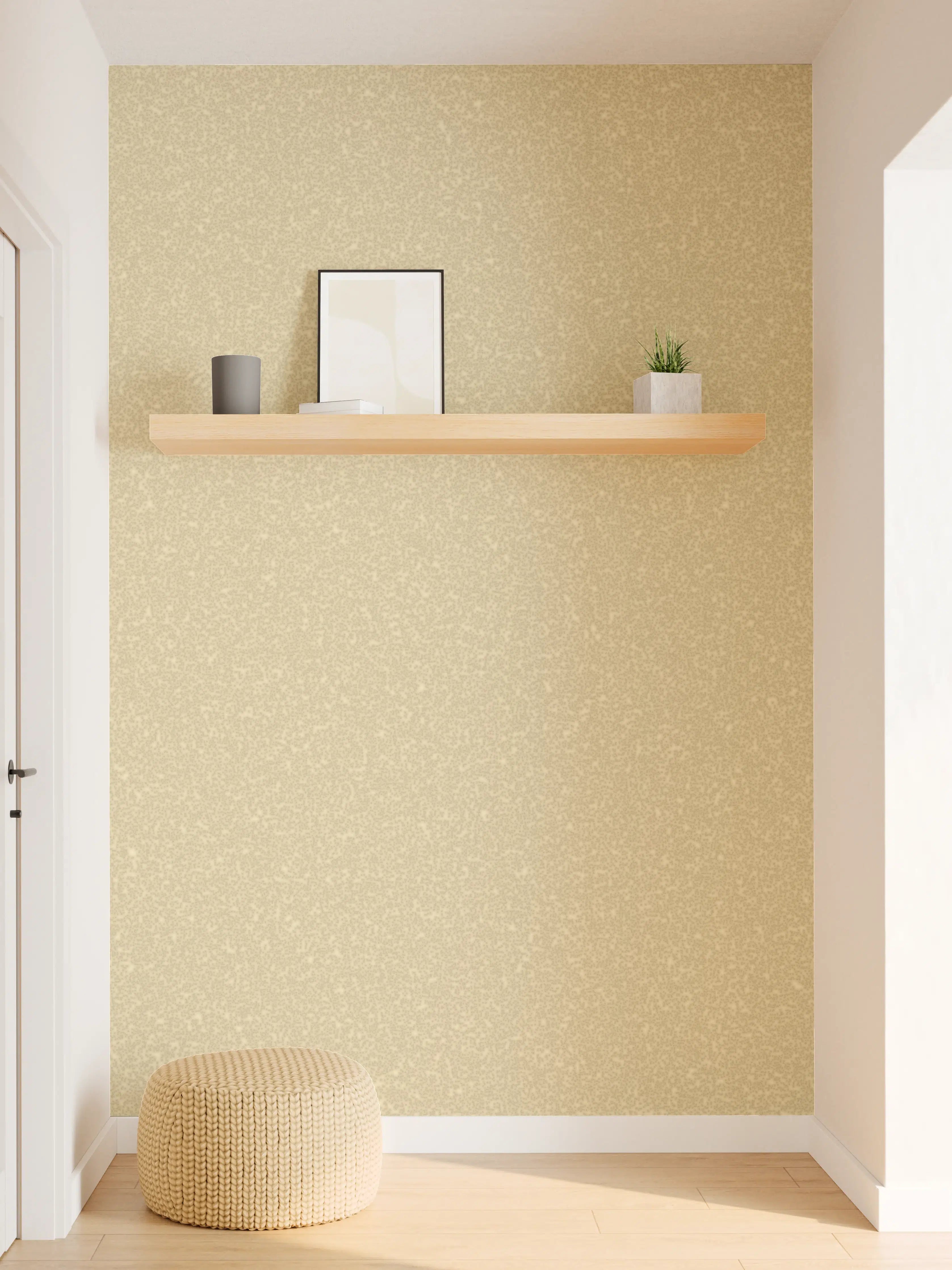 Wandverkleidung Flur - Elegant Beige Glitter Wallpaper