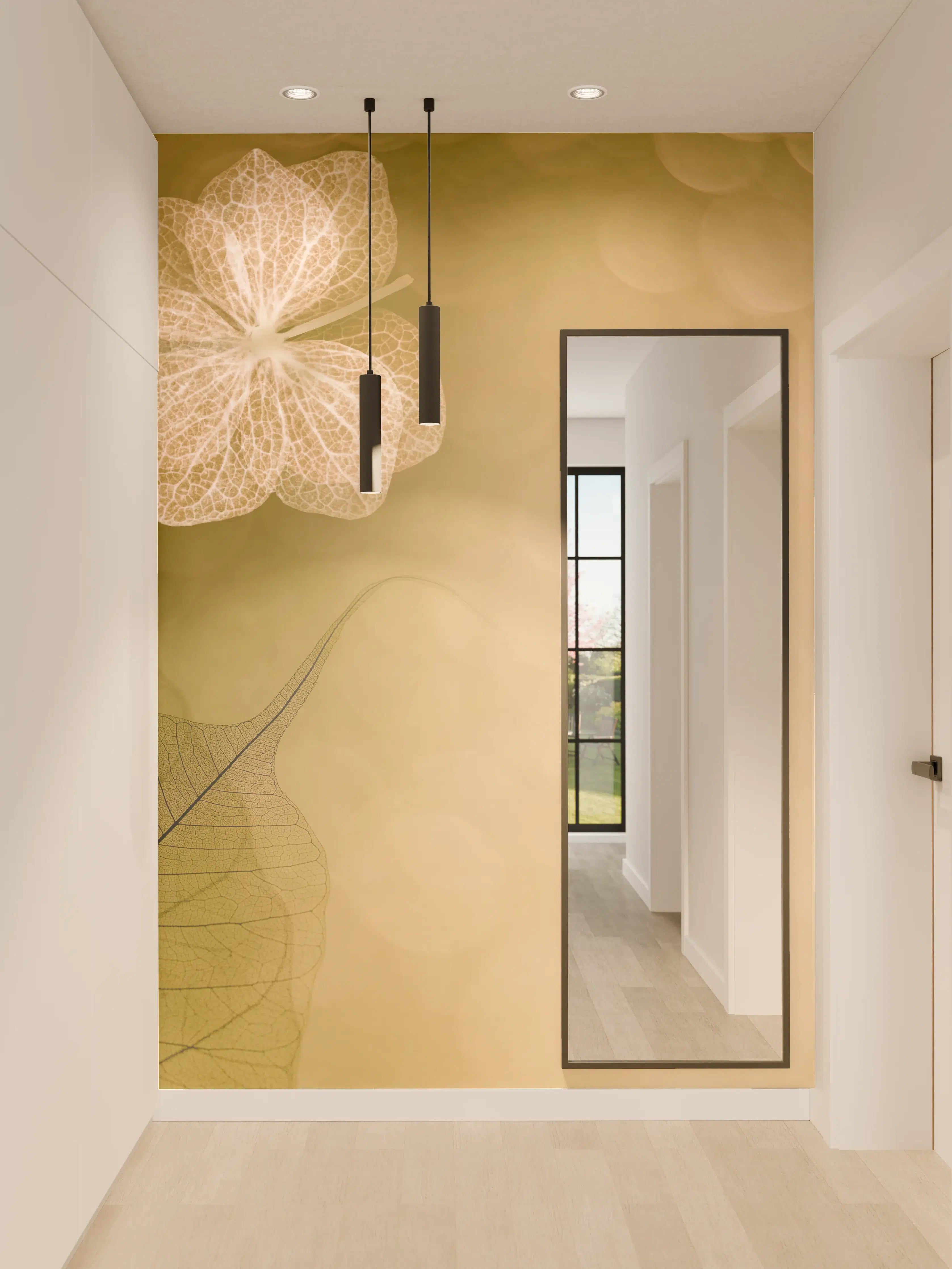 Wandverkleidung Flur - Elegant Blumen-Design in Sanften Farben