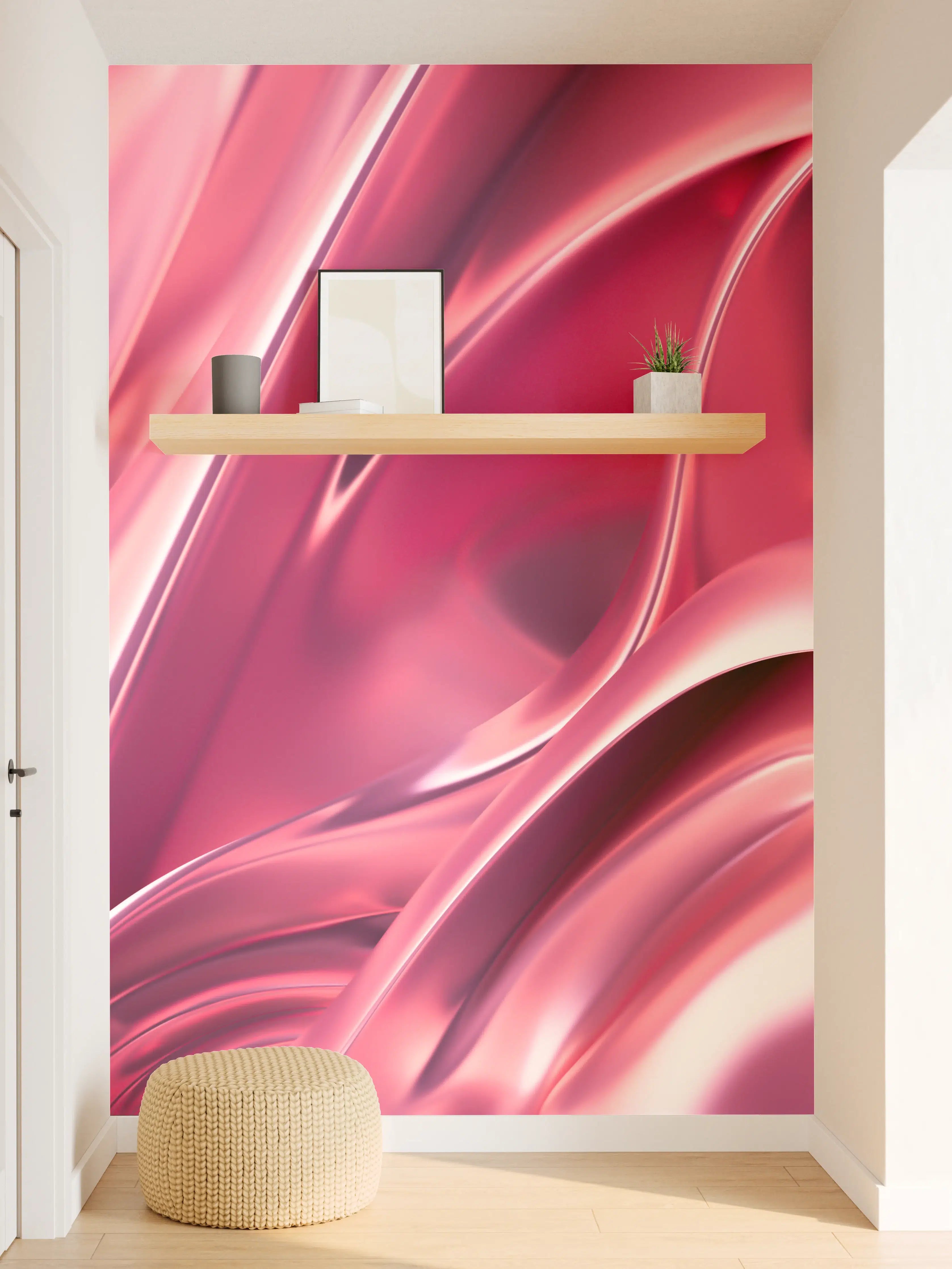 Wandverkleidung Flur - Elegant Pink Satin Fabric