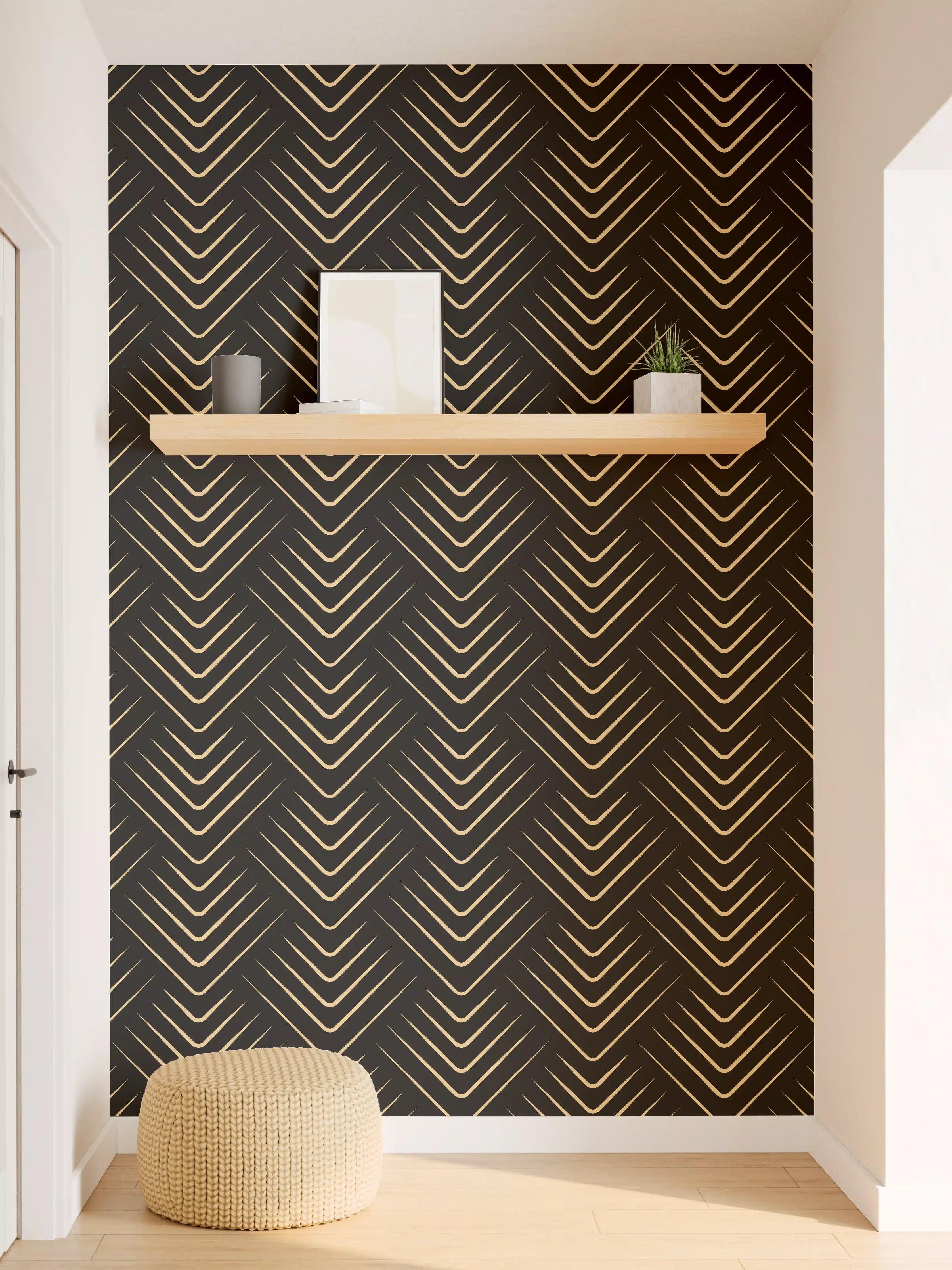 Wandverkleidung Flur - Elegant goldene Art Deco Muster