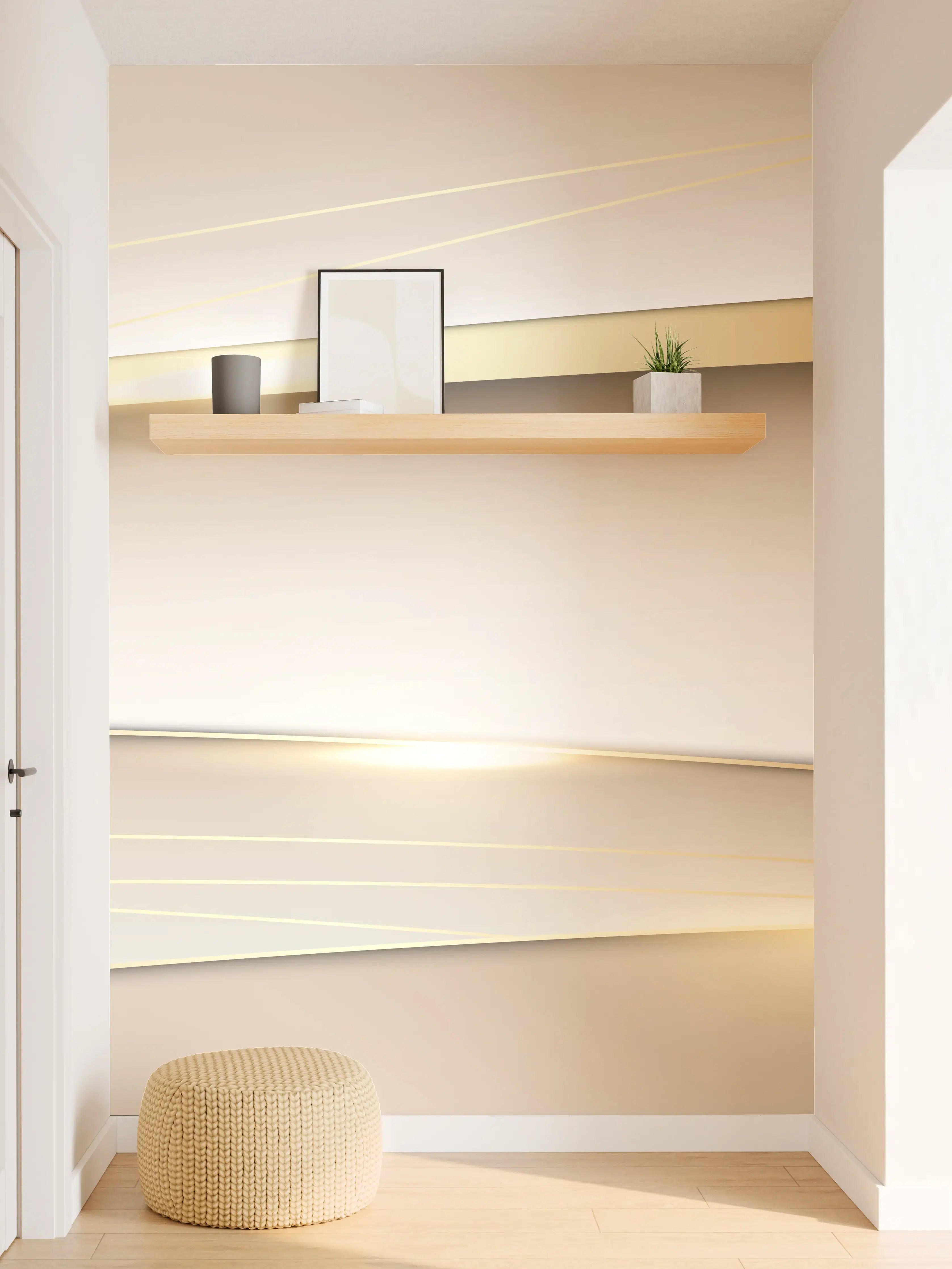 Wandverkleidung Flur - Elegante Abstrakte Goldweiß Design
