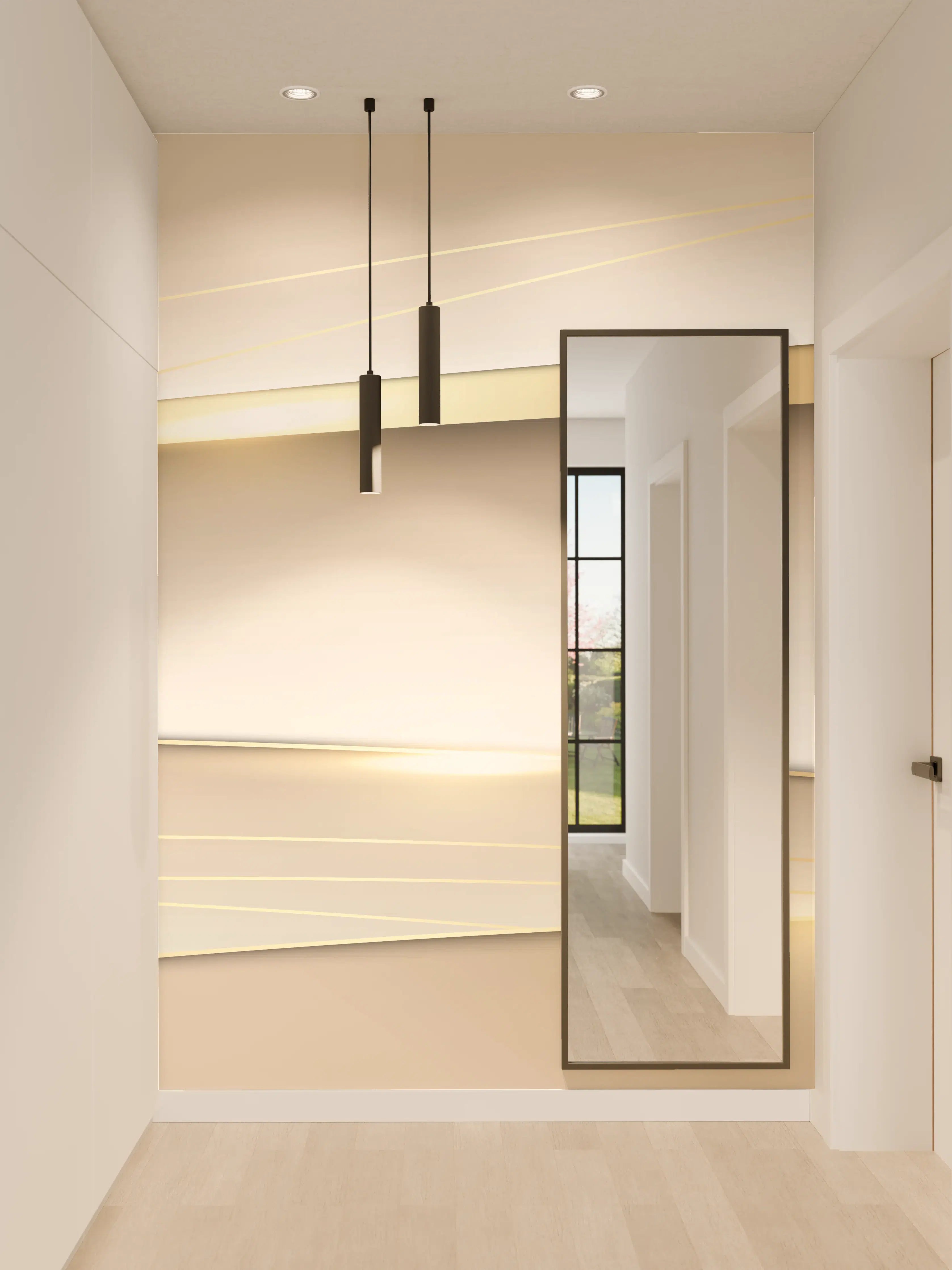 Wandverkleidung Flur - Elegante Abstrakte Goldweiß Design