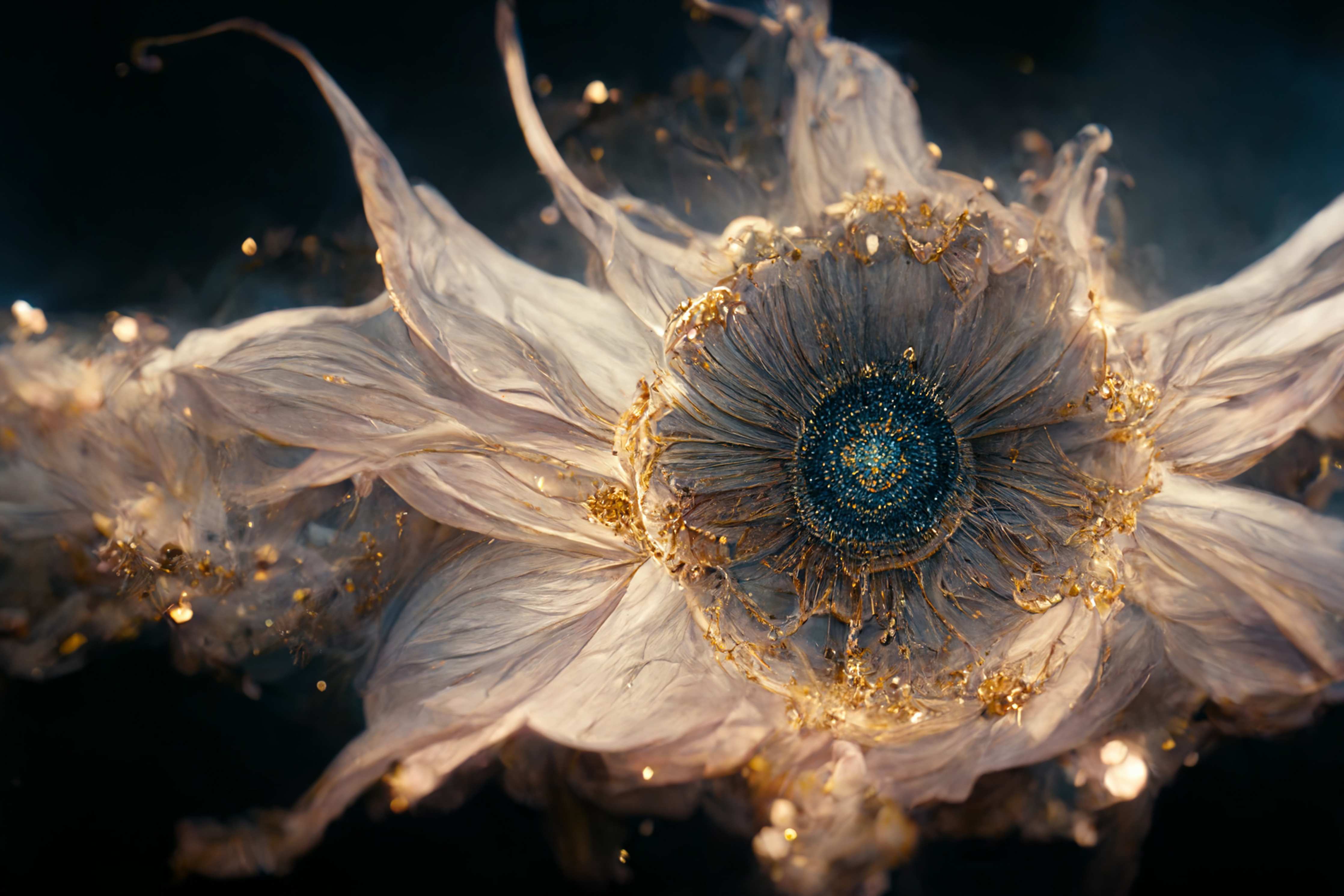 Wandverkleidung Flur-Elegante Blume in goldenen Details