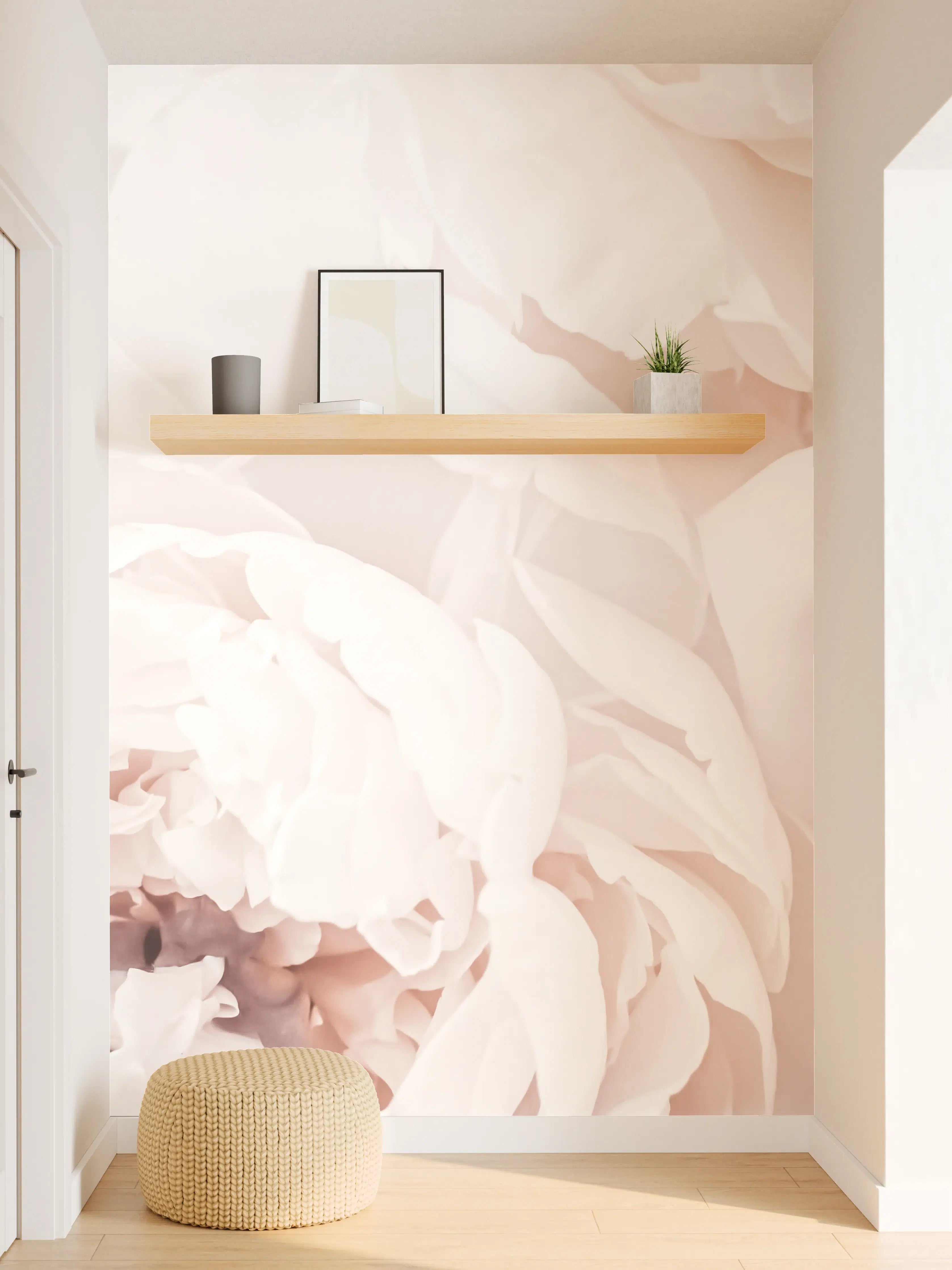 Wandverkleidung Flur - Elegante Blumen in sanften Farben