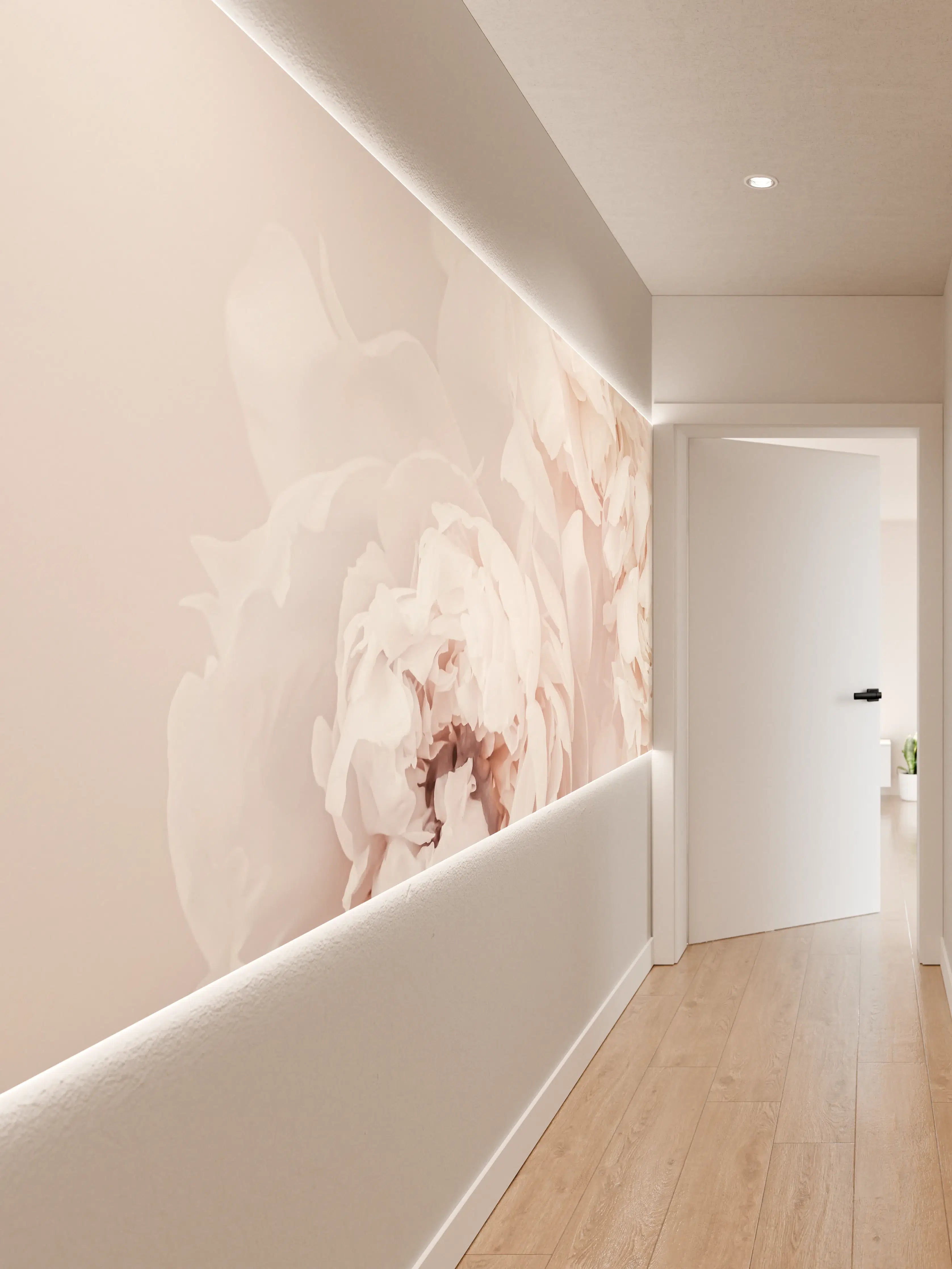 Wandverkleidung Flur - Elegante Blumen in sanften Farben