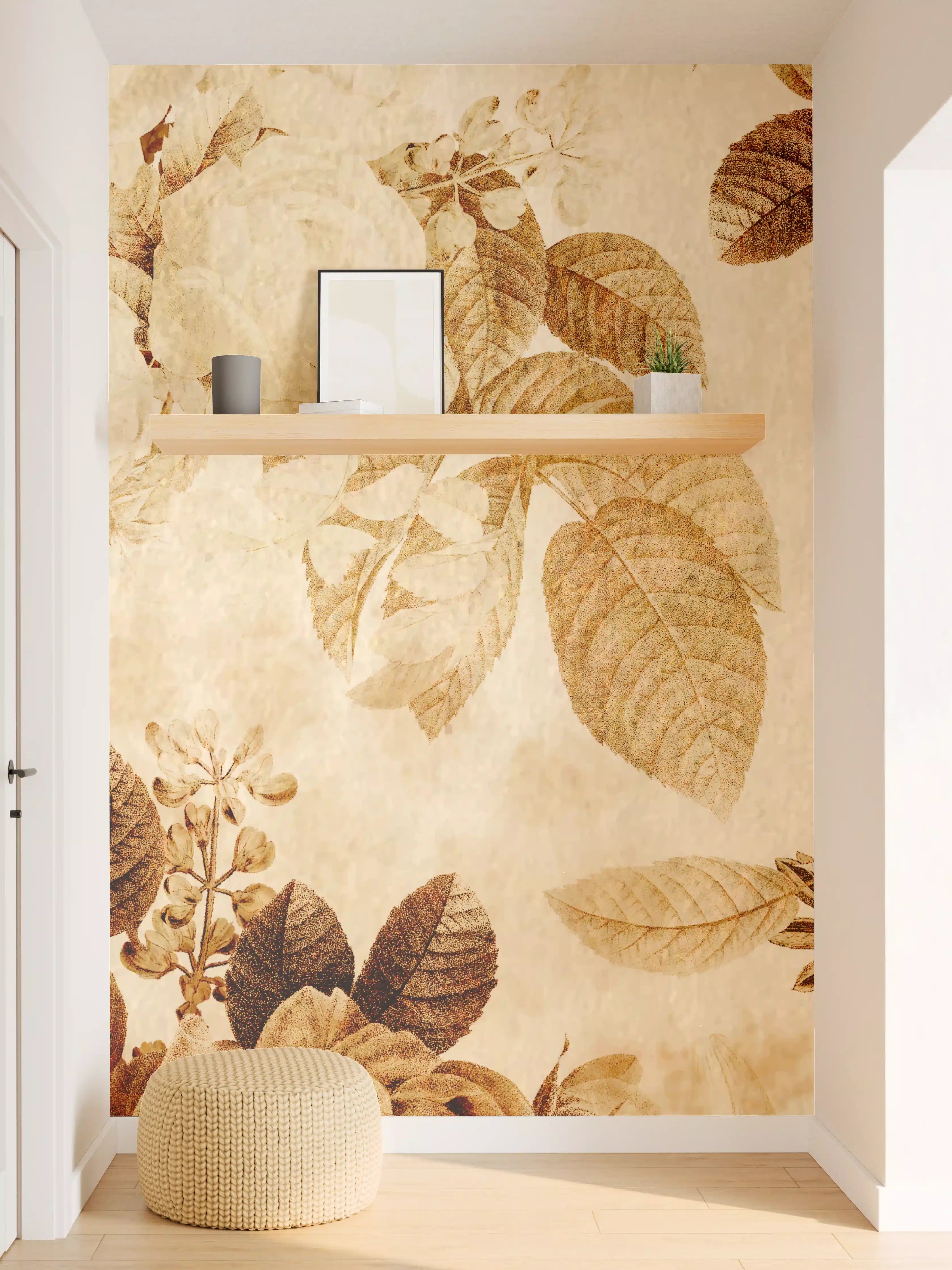 Wandverkleidung Flur - Elegante Fliesen mit Blumenmuster in Beige und Braun
