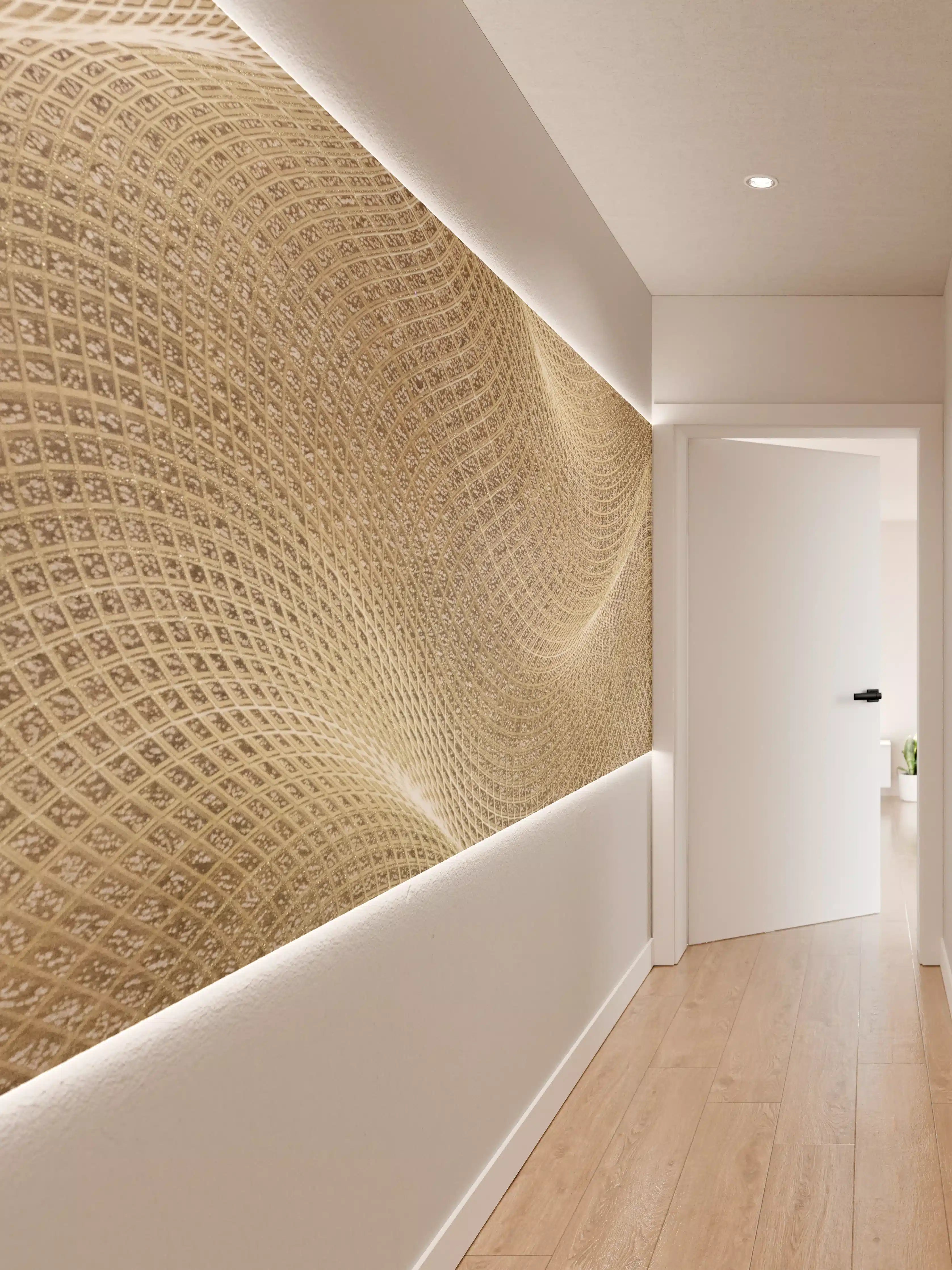 Wandverkleidung Flur - Elegante Sandstruktur mit sanften Wellen