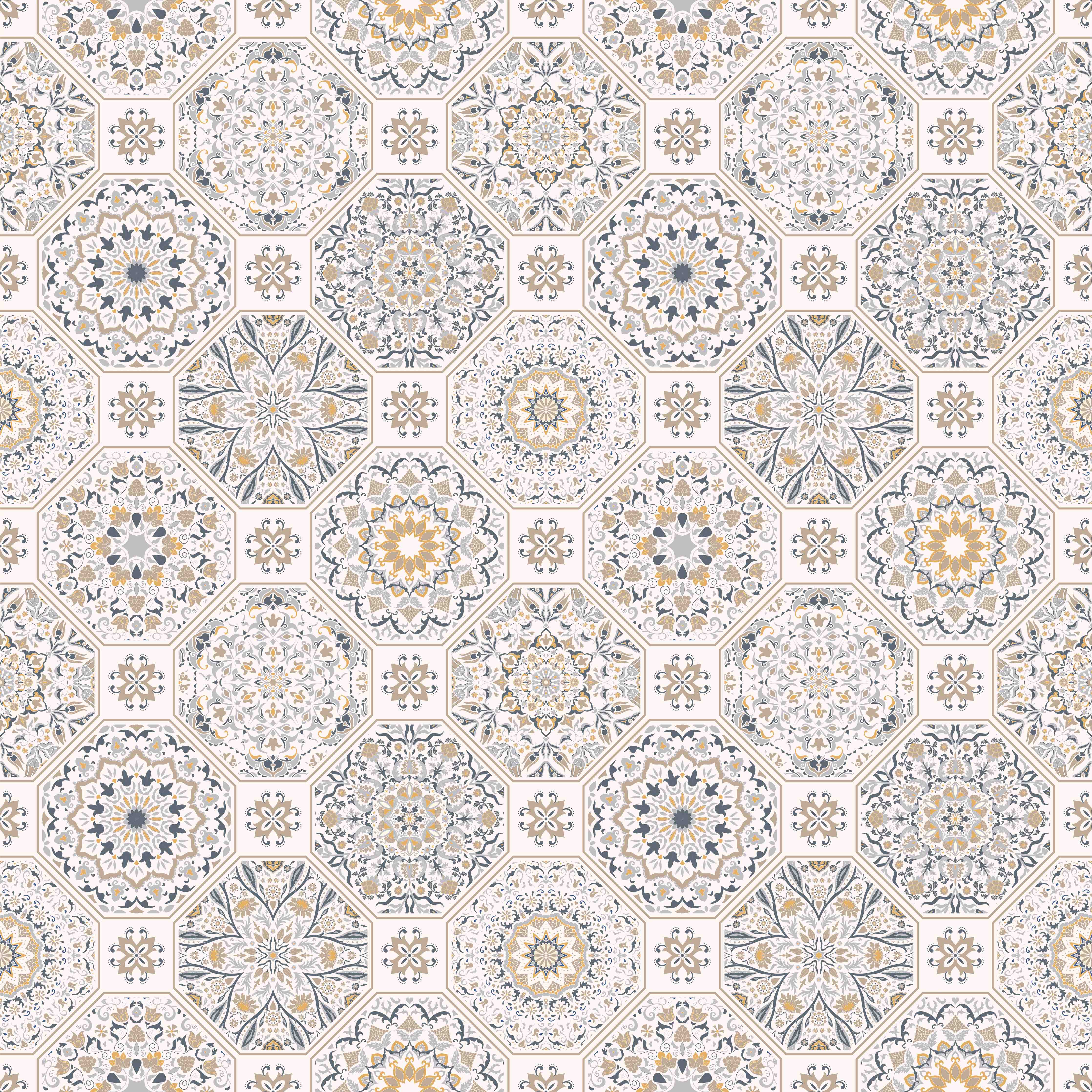 Wandverkleidung Flur-Elegante geometrische Fliesenmuster in Beige und Blau