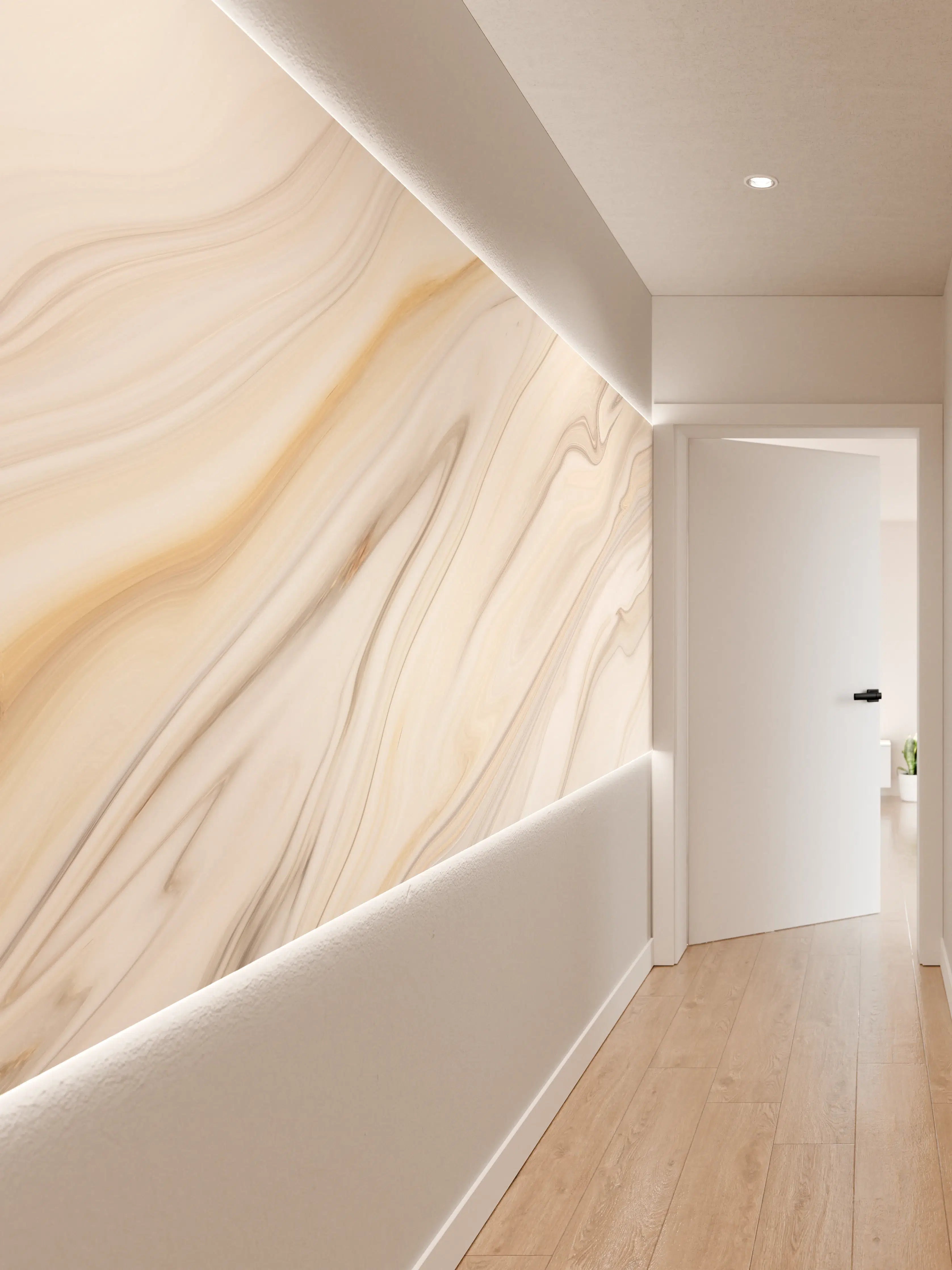Wandverkleidung Flur - Elegante weiße Marmortextur - zeitloses Design