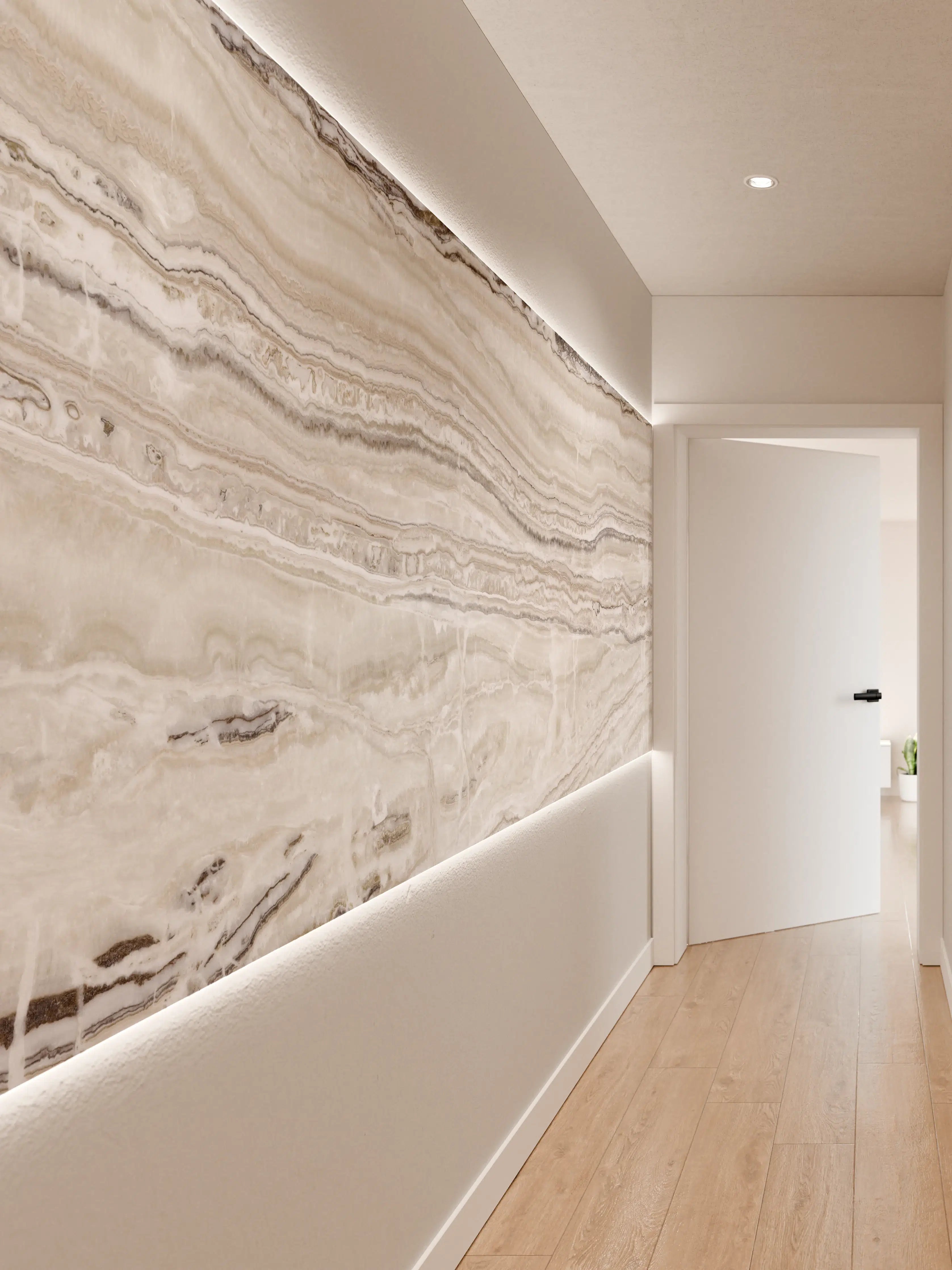 Wandverkleidung Flur - Eleganter Grau-Weiß-Marmor