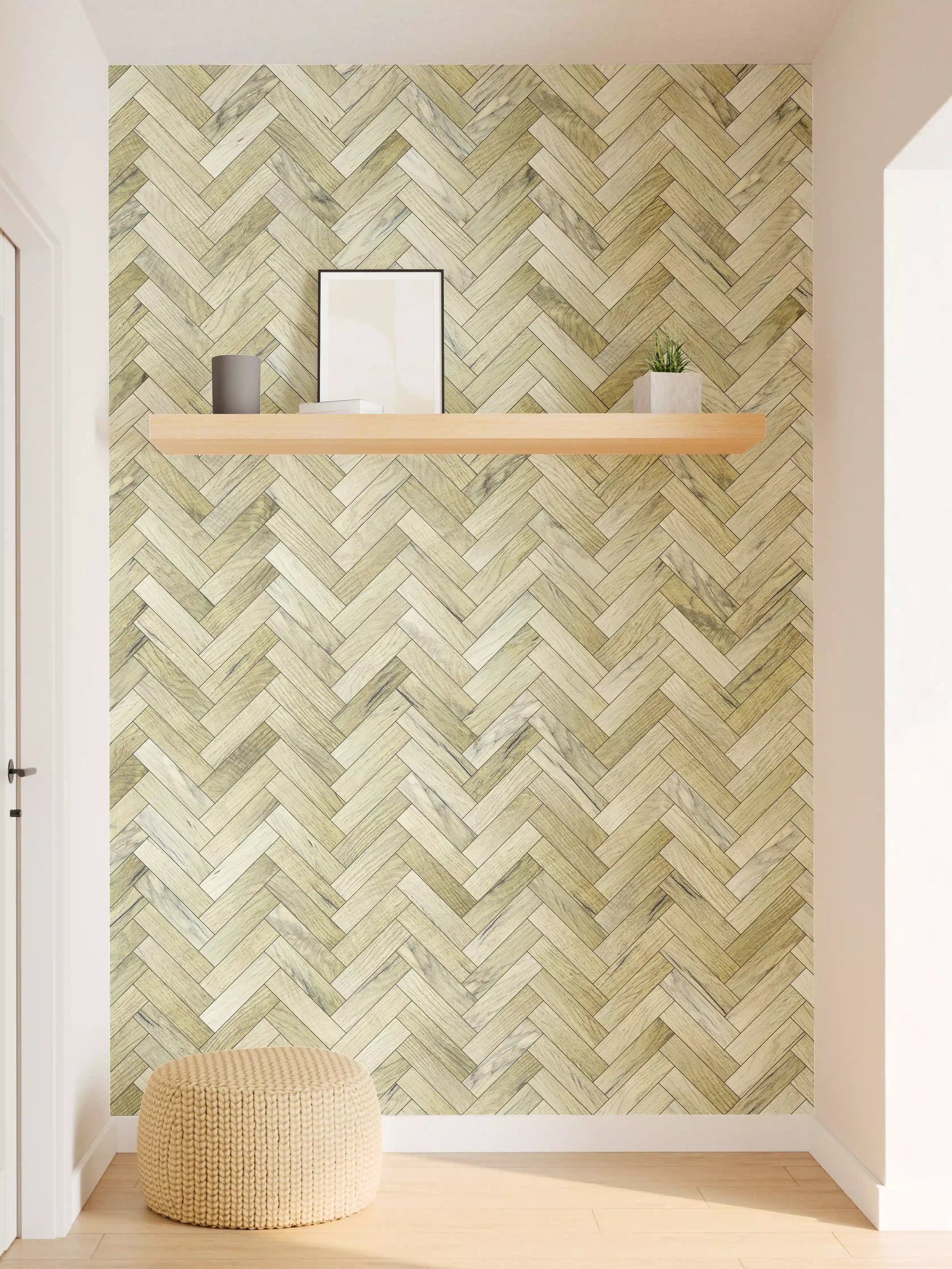 Wandverkleidung Flur - Eleganter Grauholz im Fischgrät-Design