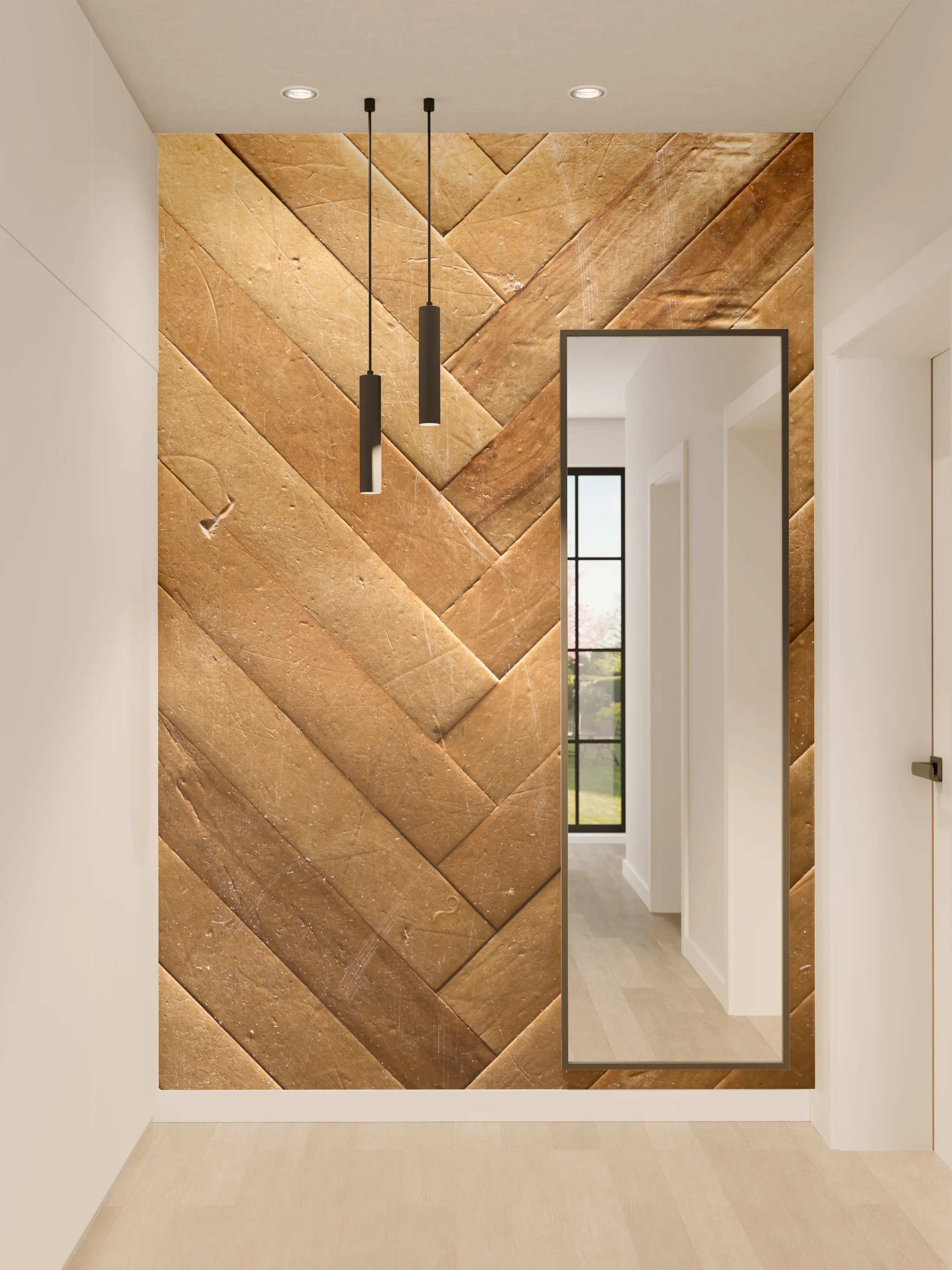 Wandverkleidung Flur - Eleganter Holzboden im Waterhaus-Design