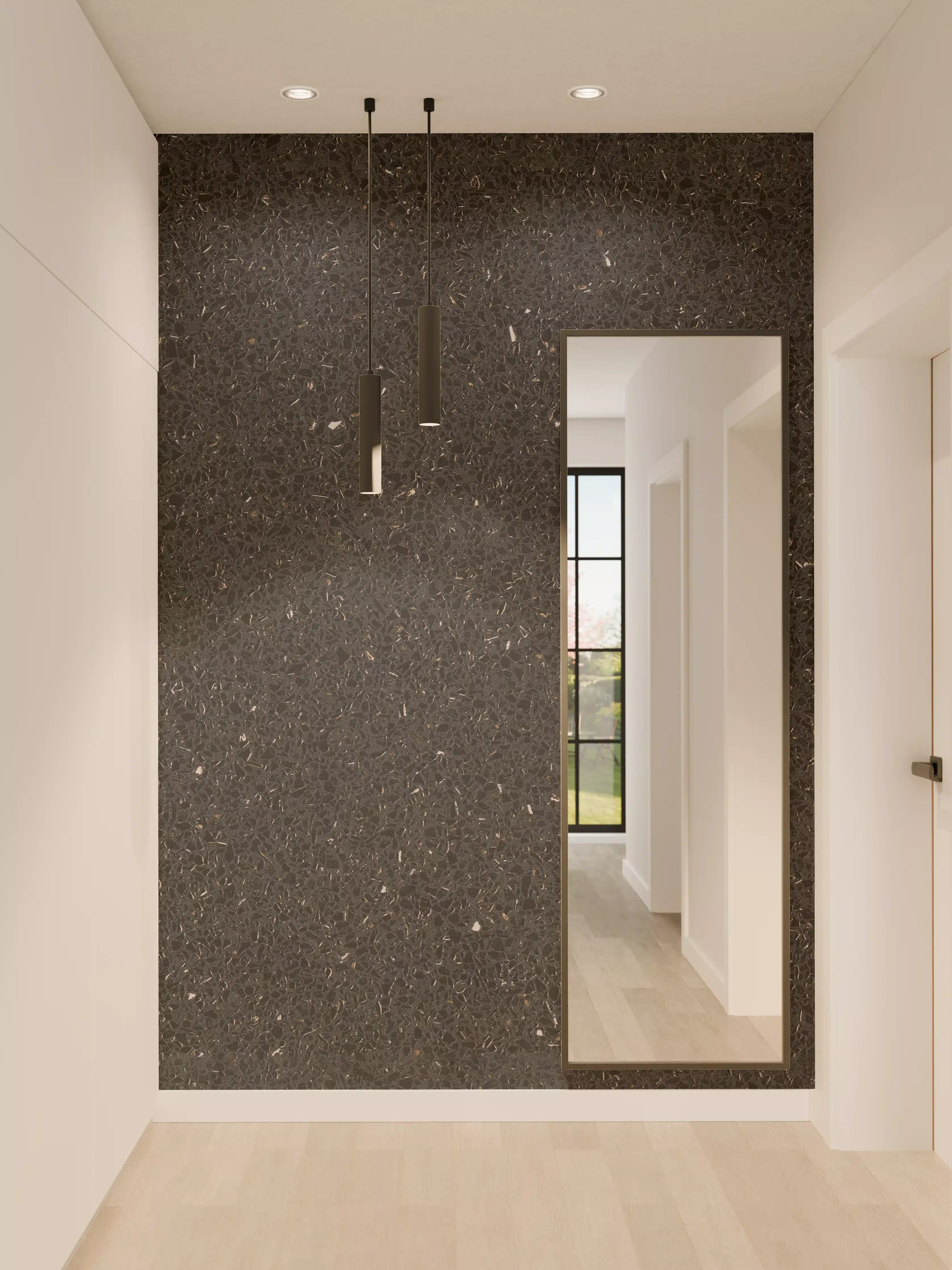 Wandverkleidung Flur - Eleganter Schwarz-Granit-Hintergrund