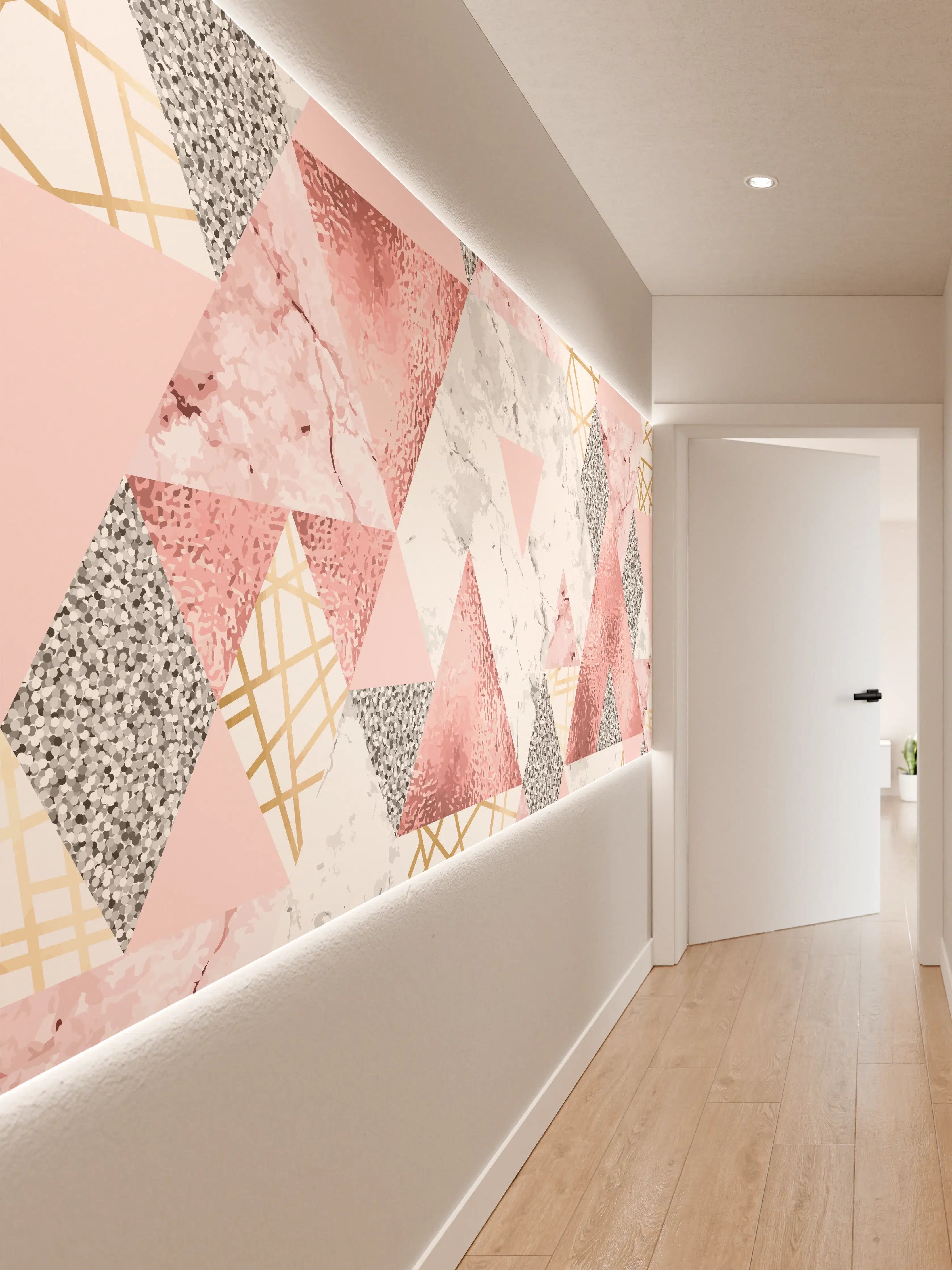 Wandverkleidung Flur - Eleganter pastellfarbener Geometrie-Design-Hintergrund