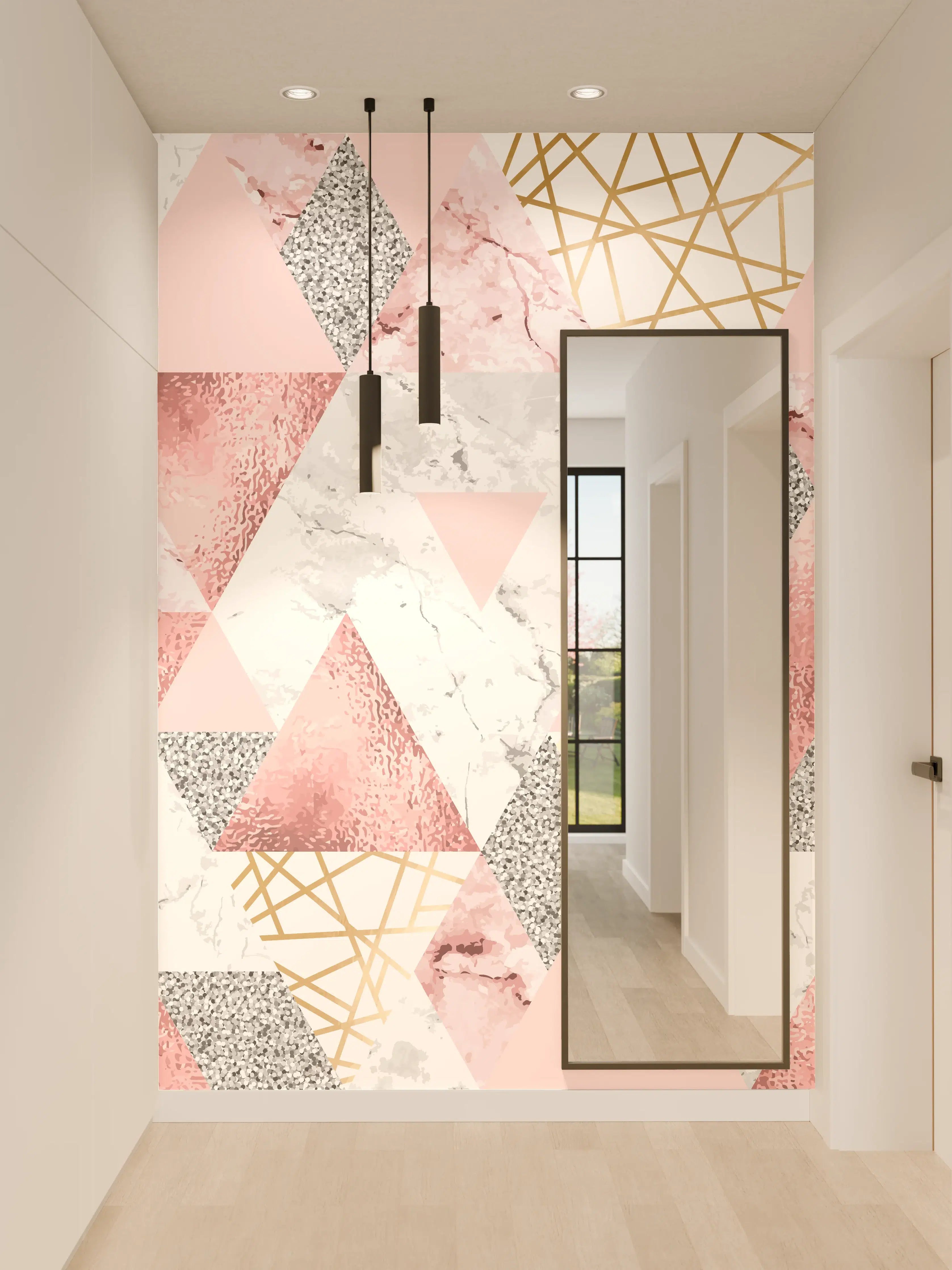 Wandverkleidung Flur - Eleganter pastellfarbener Geometrie-Design-Hintergrund