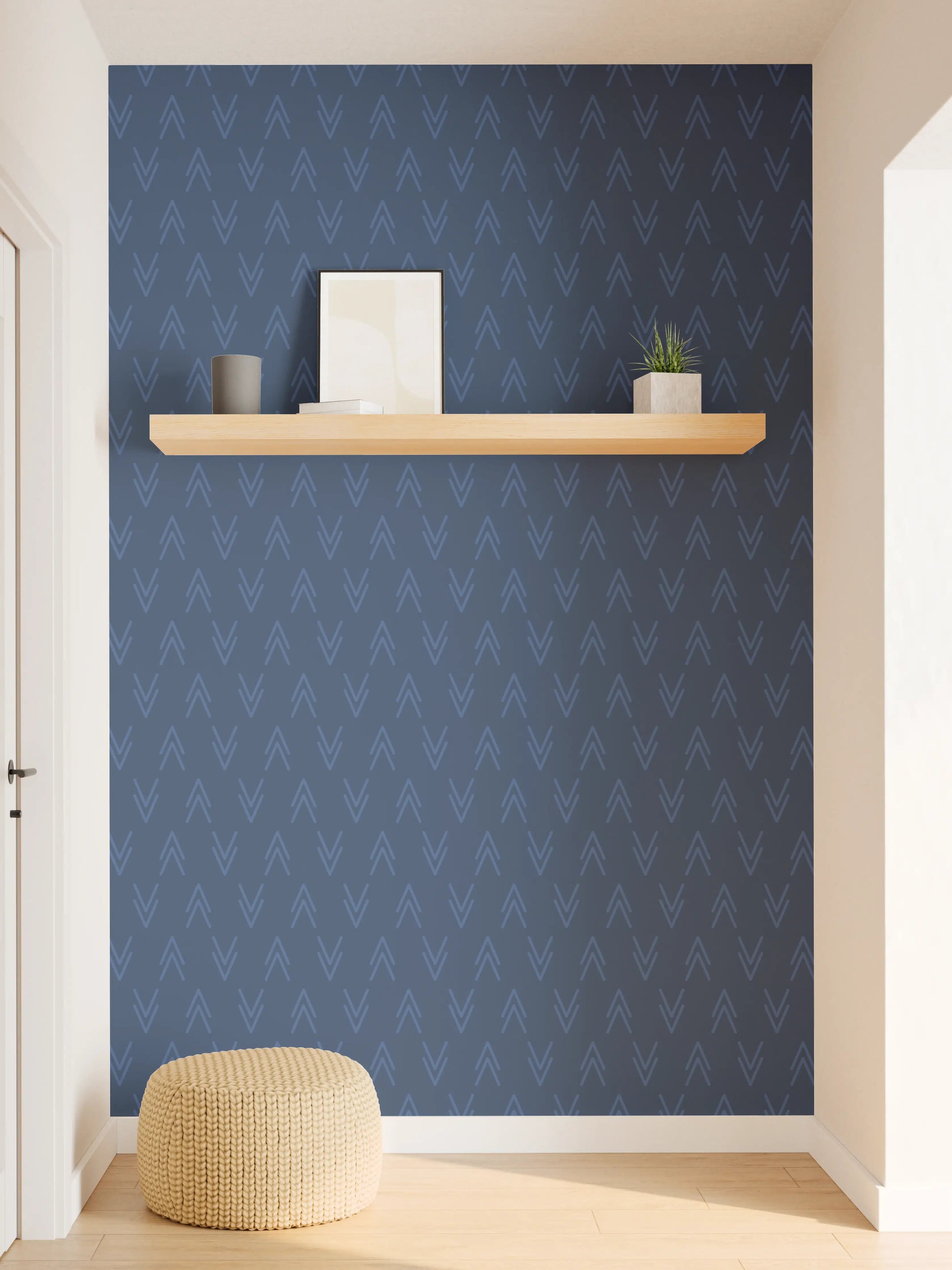 Wandverkleidung Flur - Elegantes Blau mit feinem Muster