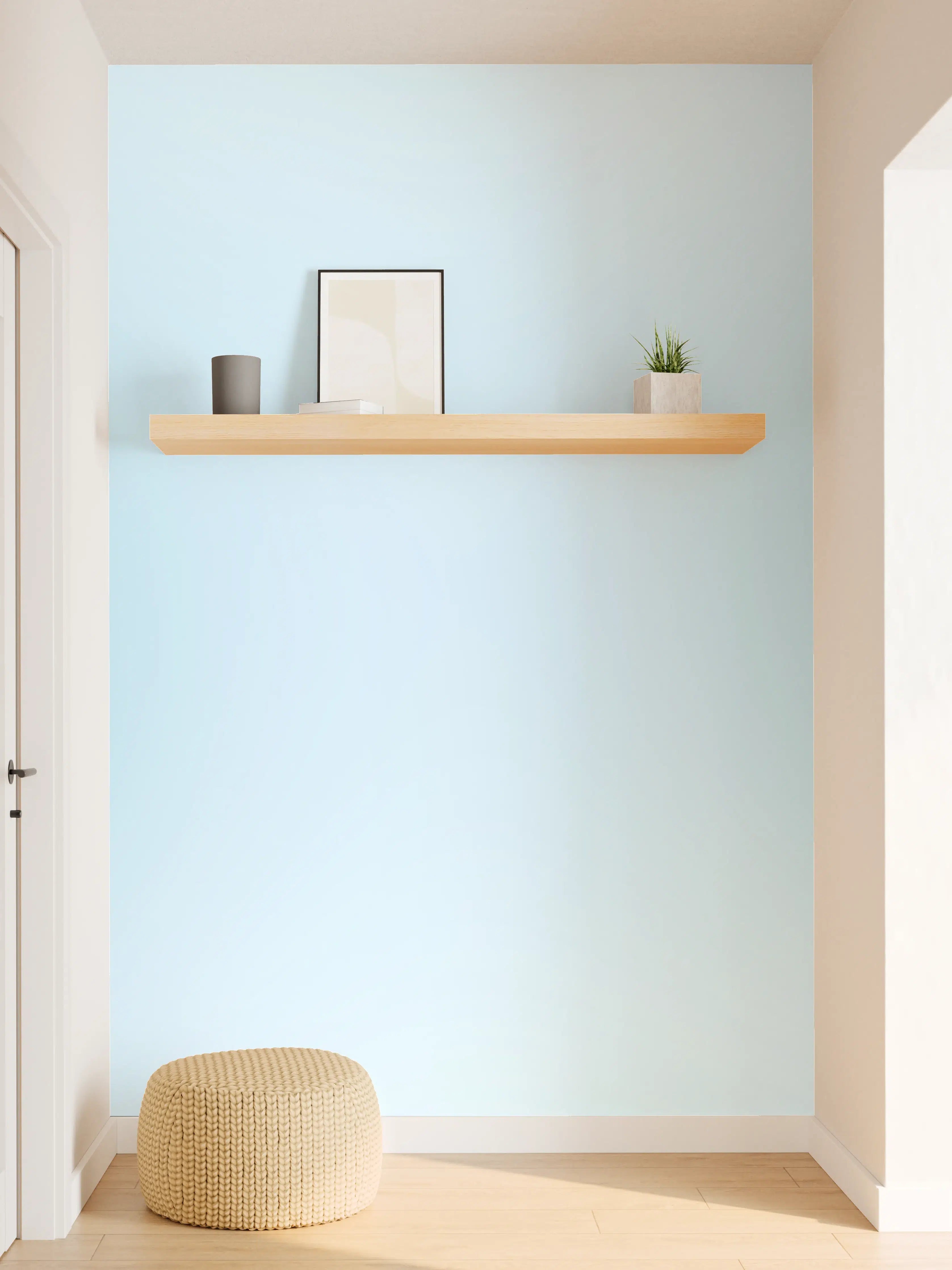 Wandverkleidung Flur - Elegantes Hellblau mit weichen Farbverläufen