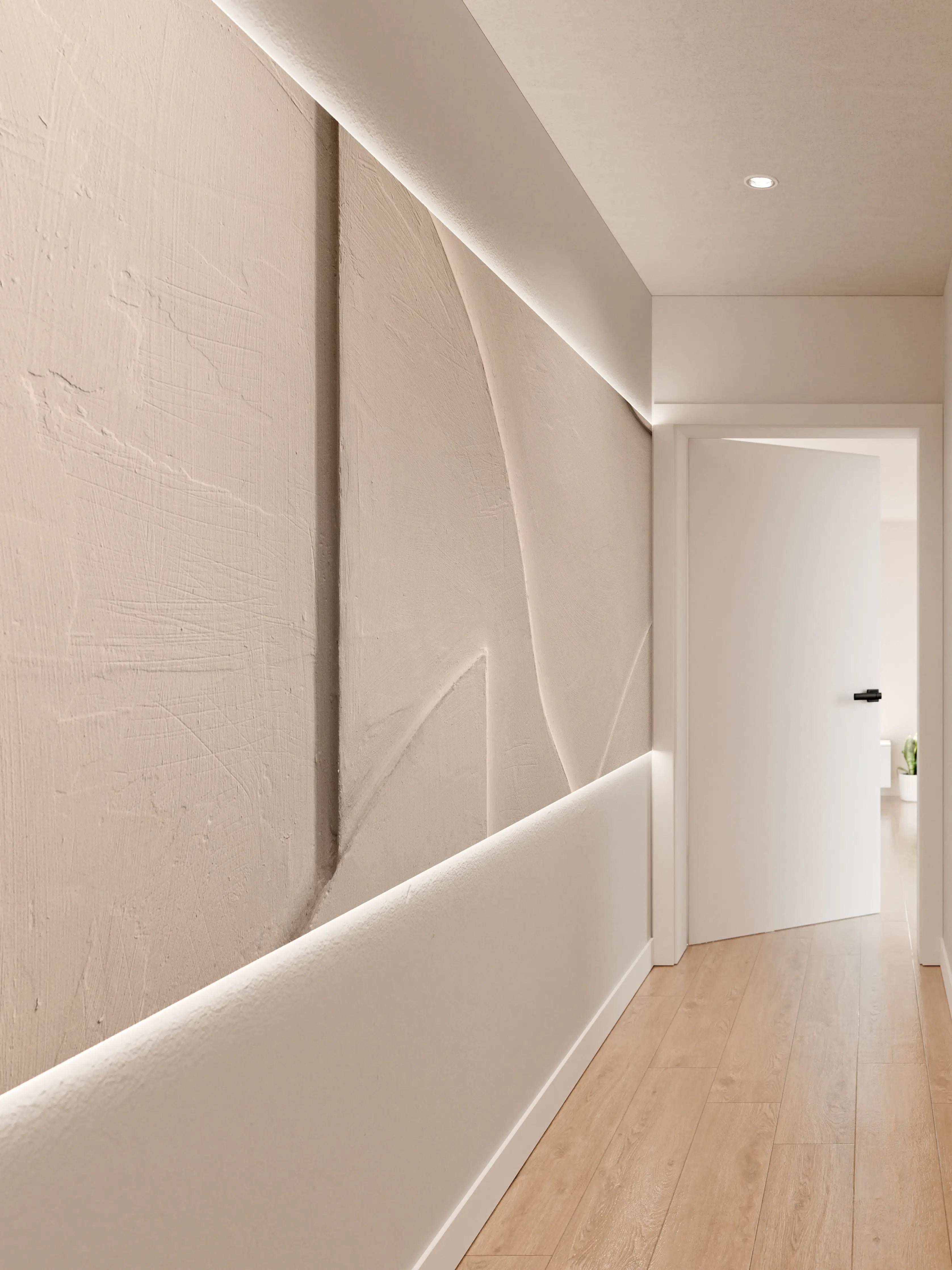 Wandverkleidung Flur - Elegantes Wanddesign in Weiß mit organischer Struktur