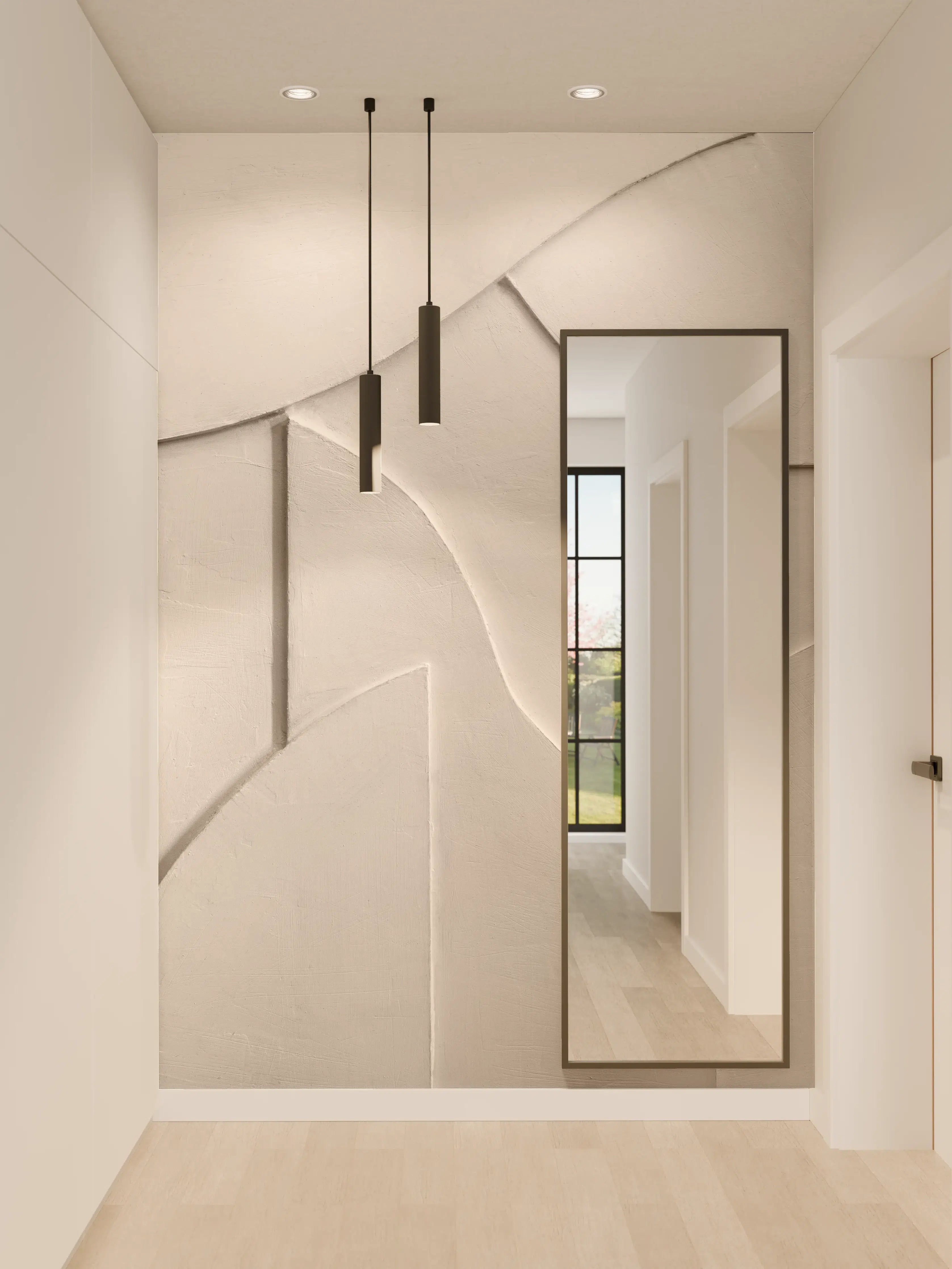 Wandverkleidung Flur - Elegantes Wanddesign in Weiß mit organischer Struktur
