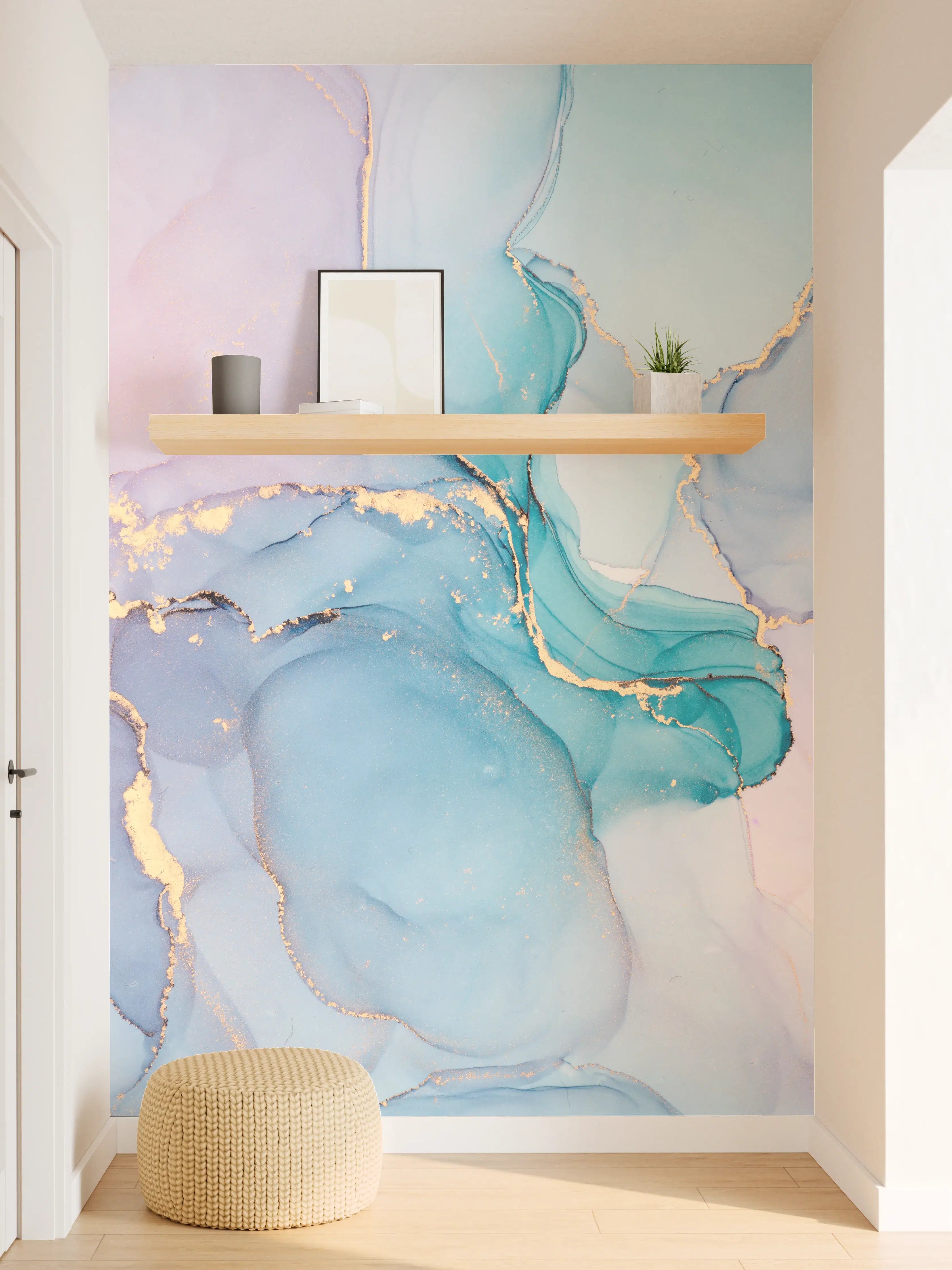 Wandverkleidung Flur - Elegantes Wasserfarben-Marble-Design