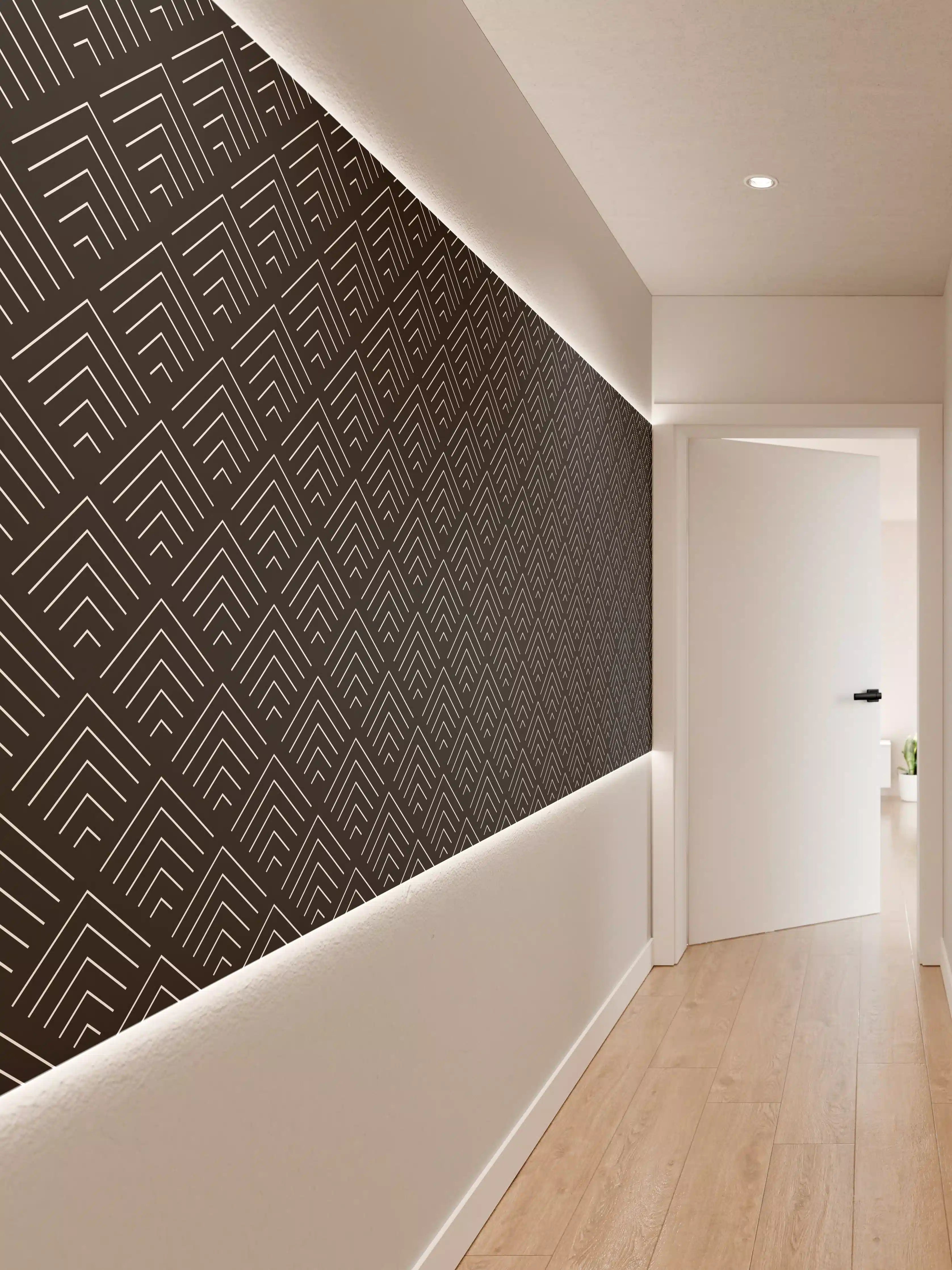 Wandverkleidung Flur - Elegantes geometrisches Muster in Schwarz und Weiß