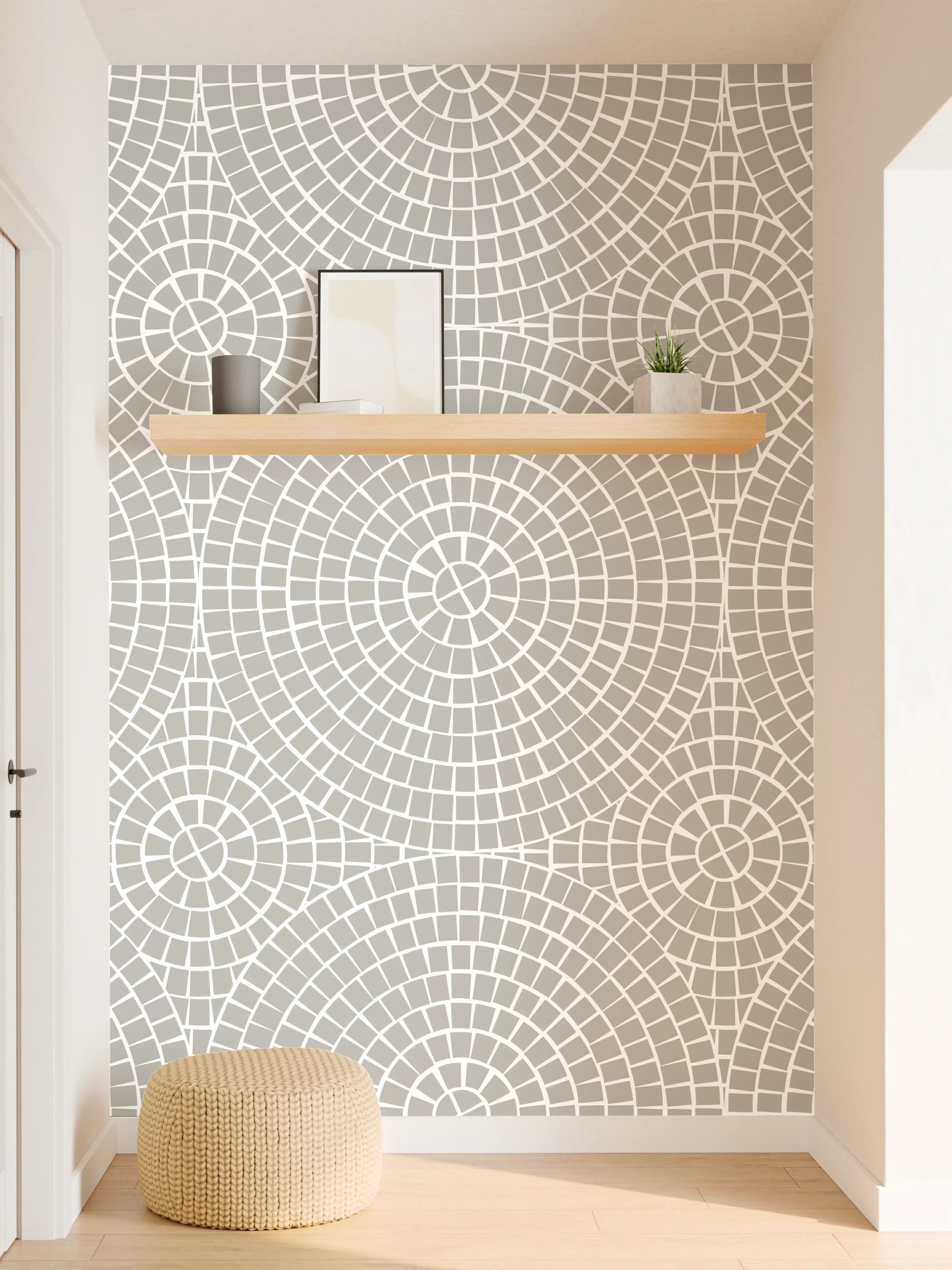 Wandverkleidung Flur - Elegantes geometrisches Muster in dezenten Tönen