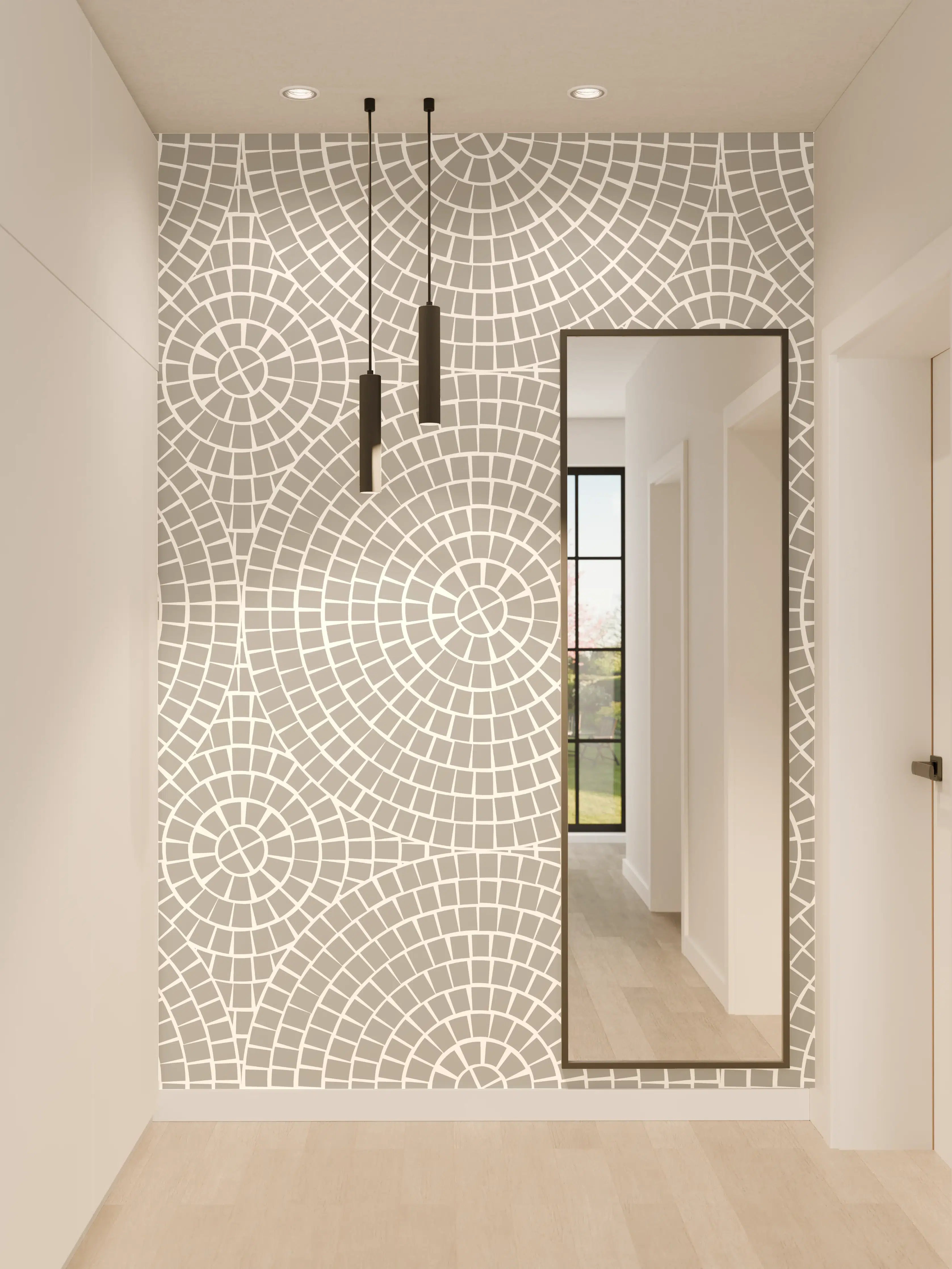 Wandverkleidung Flur - Elegantes geometrisches Muster in dezenten Tönen