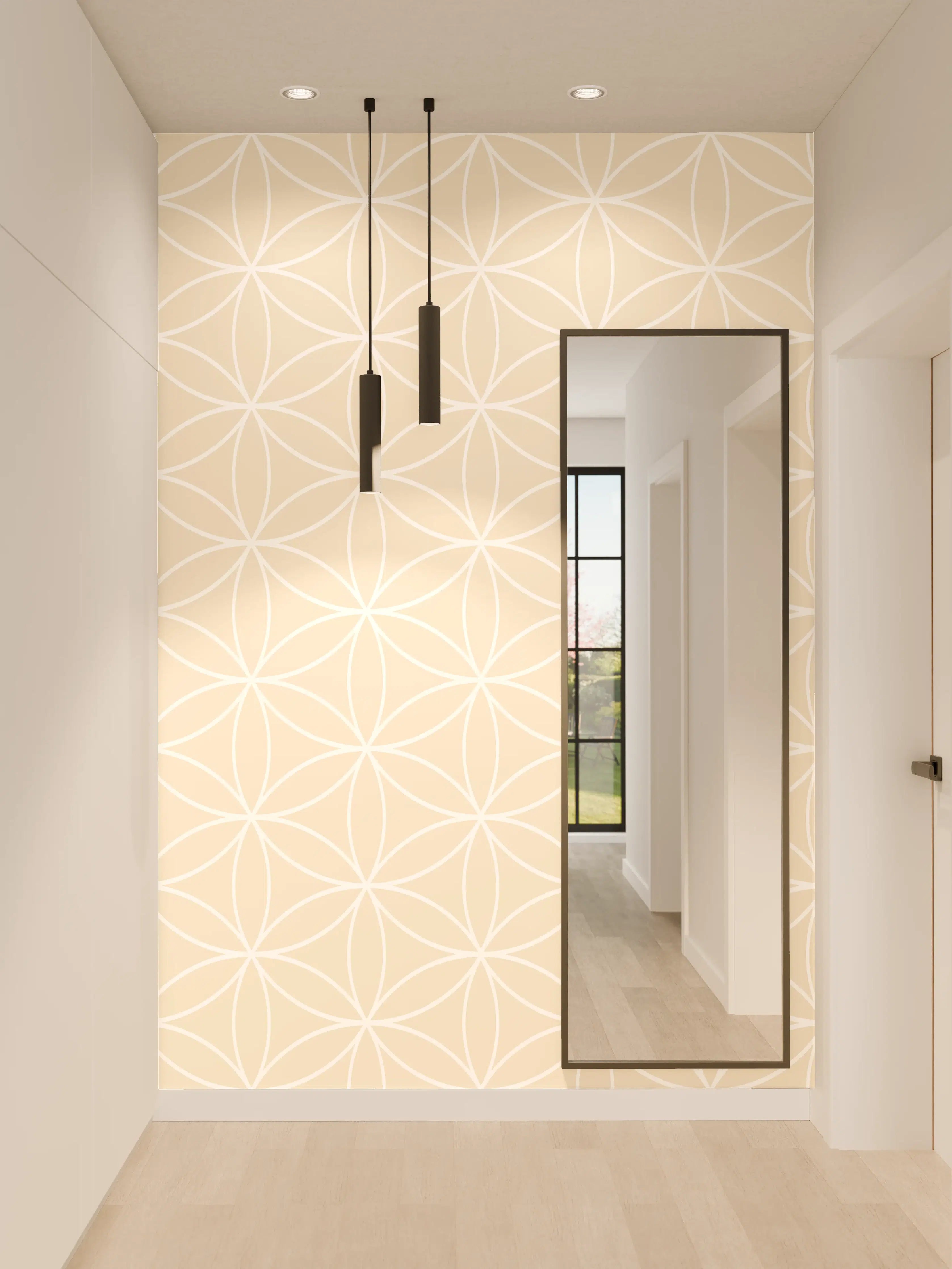Wandverkleidung Flur - Elegantes geometrisches Muster in neutralen Tönen