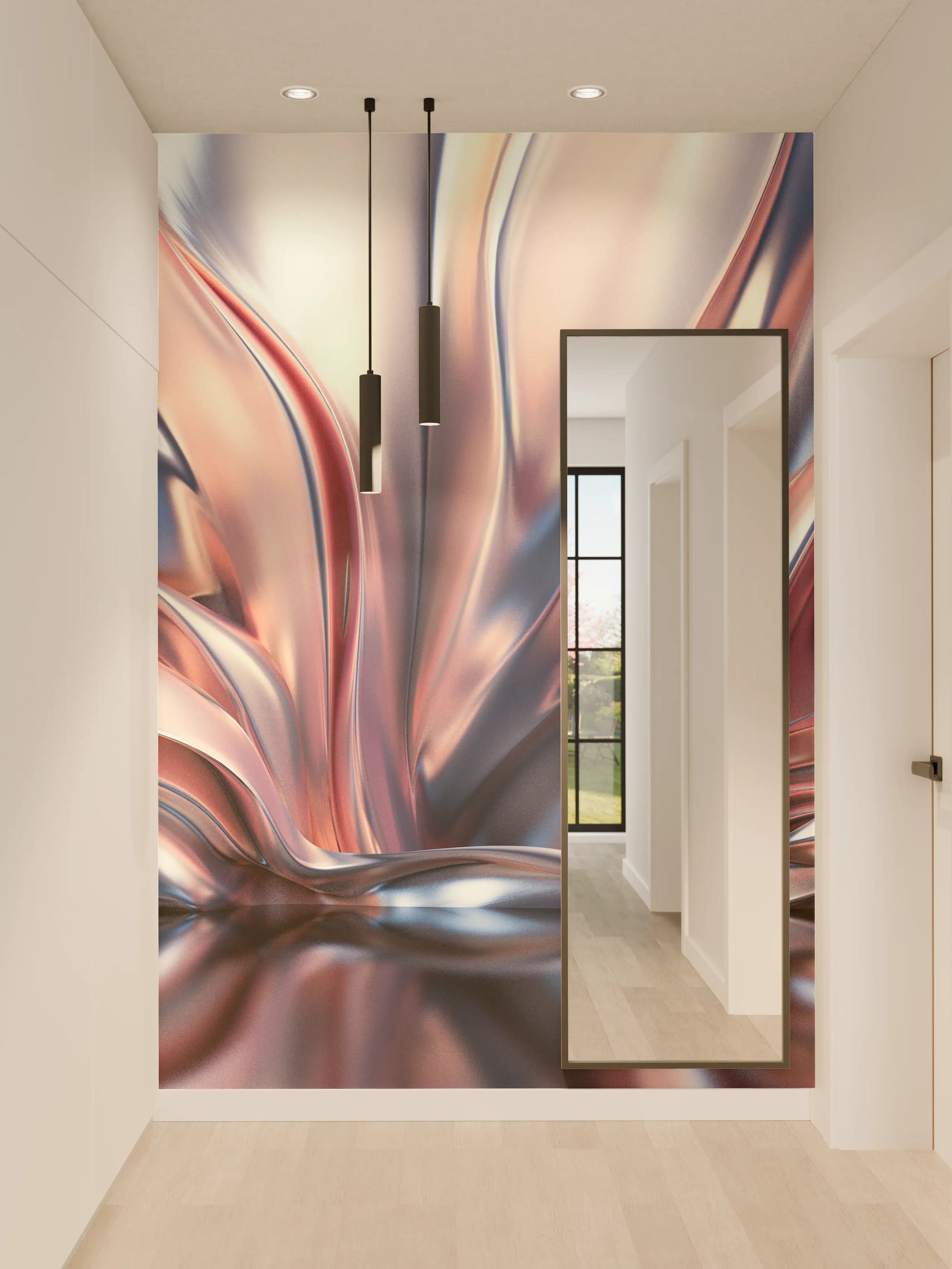 Wandverkleidung Flur - Elegantes metallisches Kunstwerk